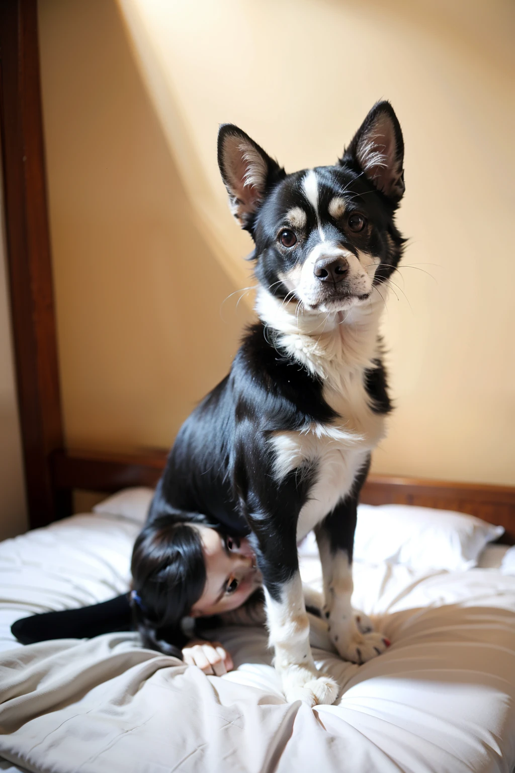 furry,adolable,Kneel on the bed,Facing the wall,is shy,Revealed,The tail is raised