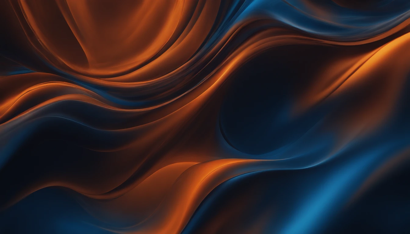 an abstract shot of a computer-generated background, with layers of blue and orange tones blending and colliding, creating a sense of movement and depth, reminiscent of the fluidity of acrylic paint