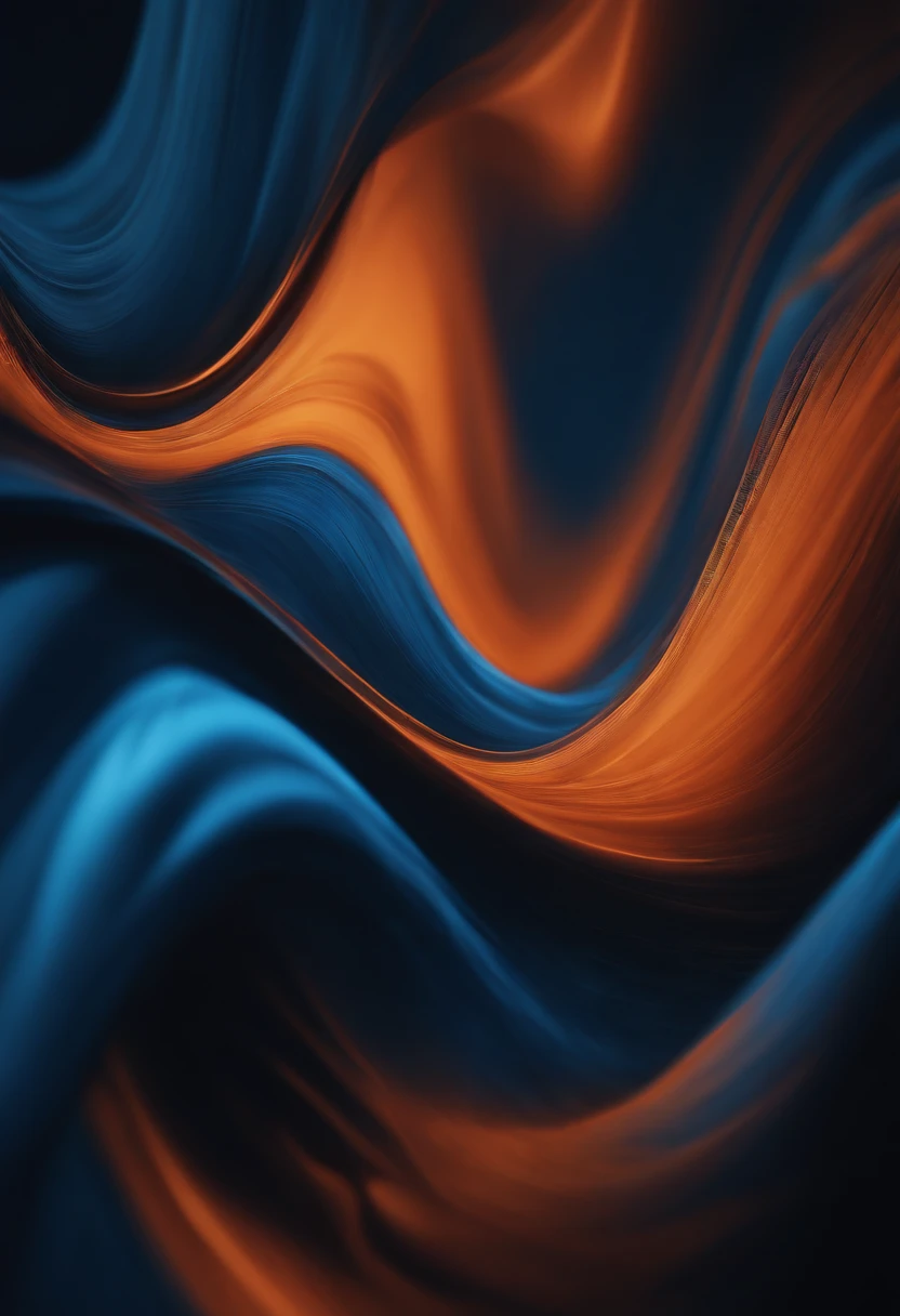 an abstract shot of a computer-generated background, with layers of blue and orange tones blending and colliding, creating a sense of movement and depth, reminiscent of the fluidity of acrylic paint