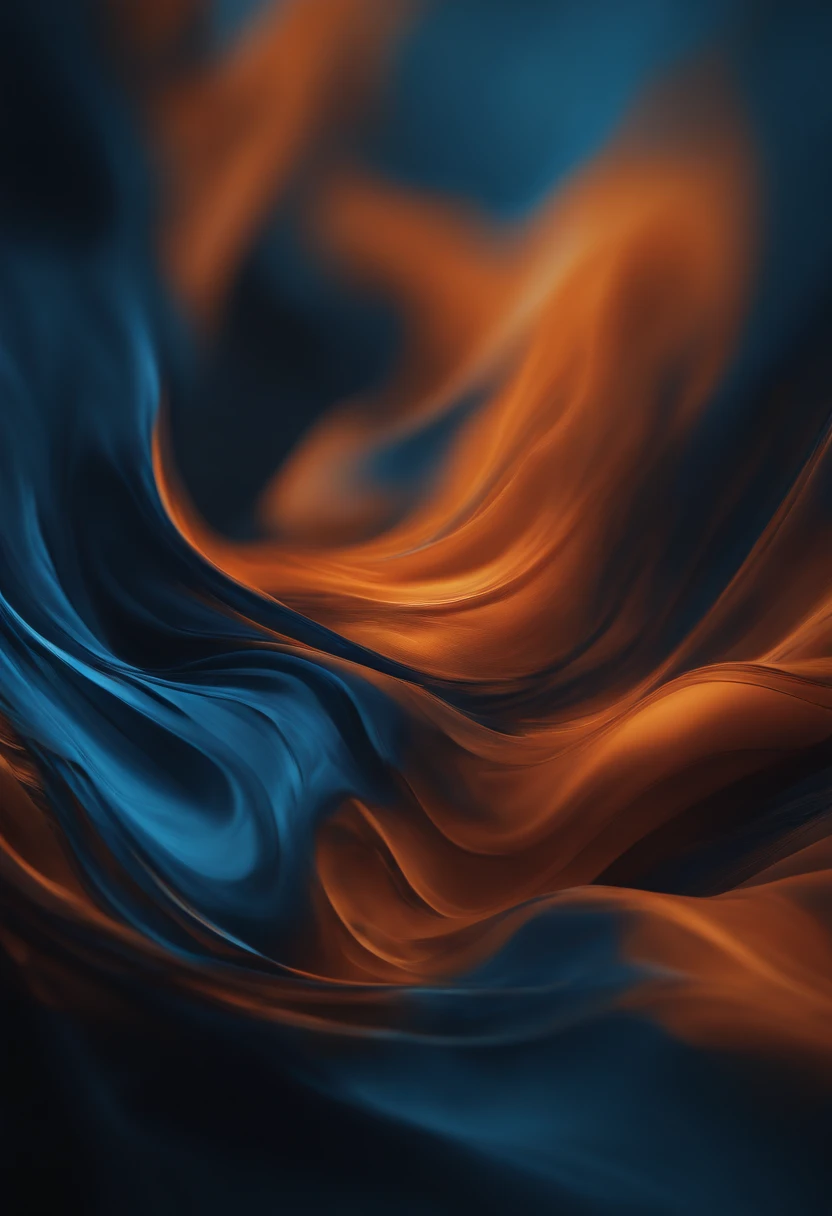 an abstract shot of a computer-generated background, with layers of blue and orange tones blending and colliding, creating a sense of movement and depth, reminiscent of the fluidity of acrylic paint