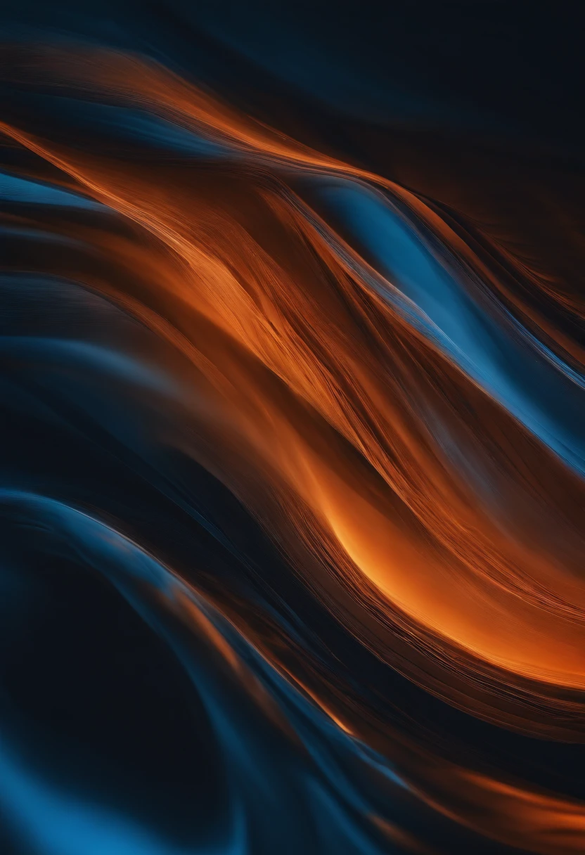 an abstract shot of a computer-generated background, with layers of blue and orange tones blending and colliding, creating a sense of movement and depth, reminiscent of the fluidity of acrylic paint