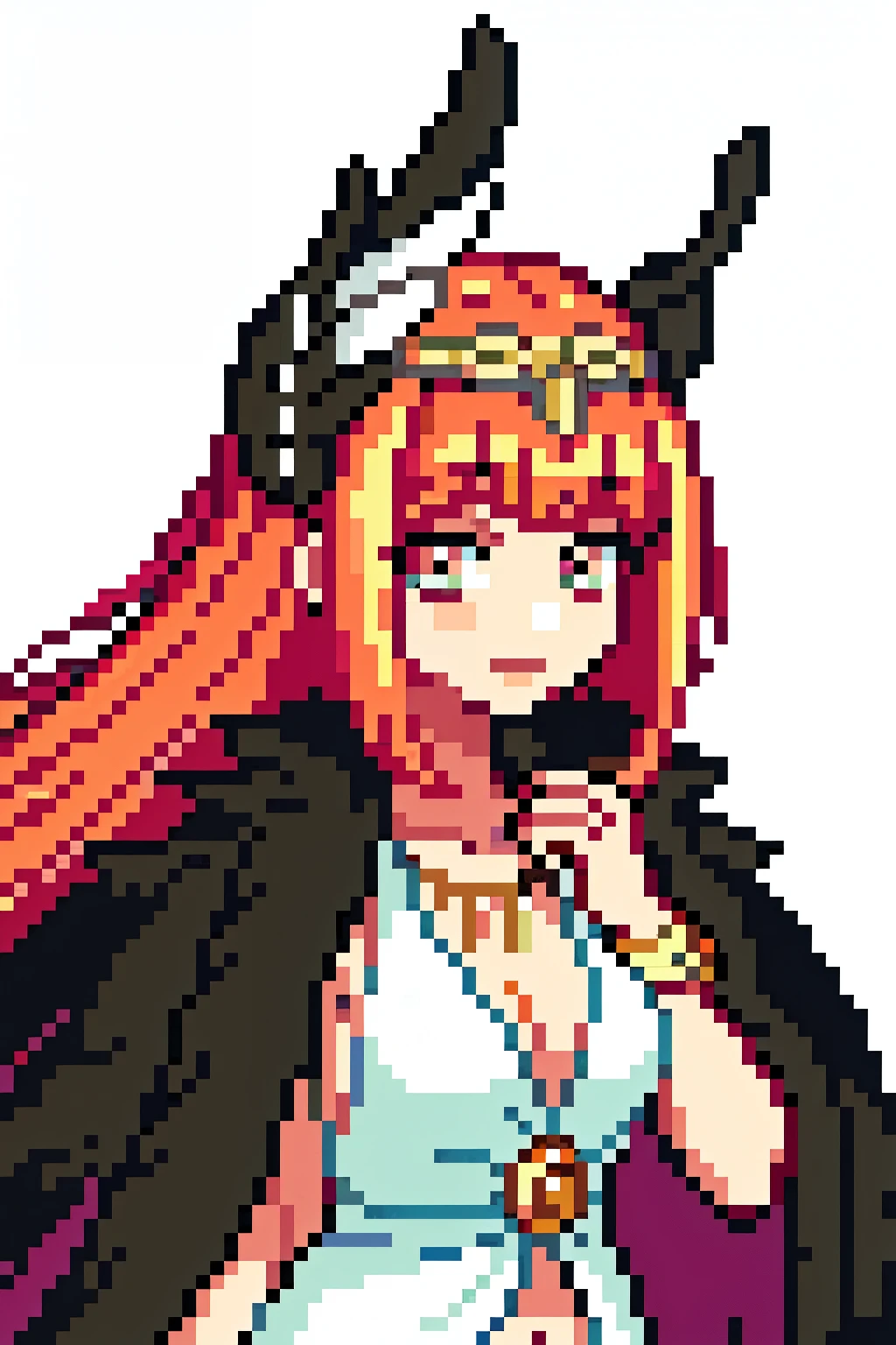 melhor qualidade, master part, Altas, sozinho, {Circe_FGO:1.15}, pontudo_Ouvidos, Rosa_Hair, Head_Asas, Asas, franja, feemhered_Asas, Longas_Hair, jewelries, sorrir, seios, colar, corar, pequeno_seios, multicolorido_olho, 1girl, Olhando_em_visualizador, _Background Story