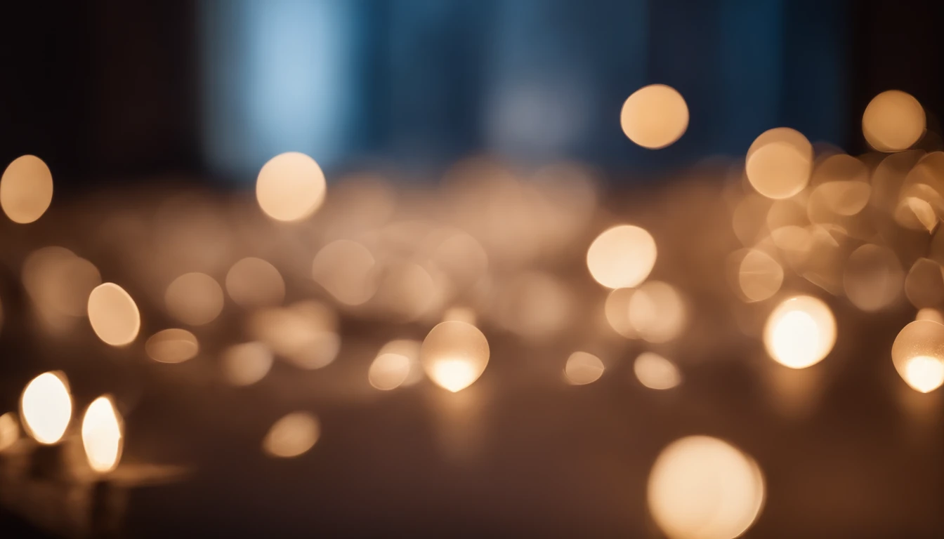 a detail shot of a softly lit, abstract bokeh pattern, showcasing the delicate and sparkling lights as a soft and magical background.