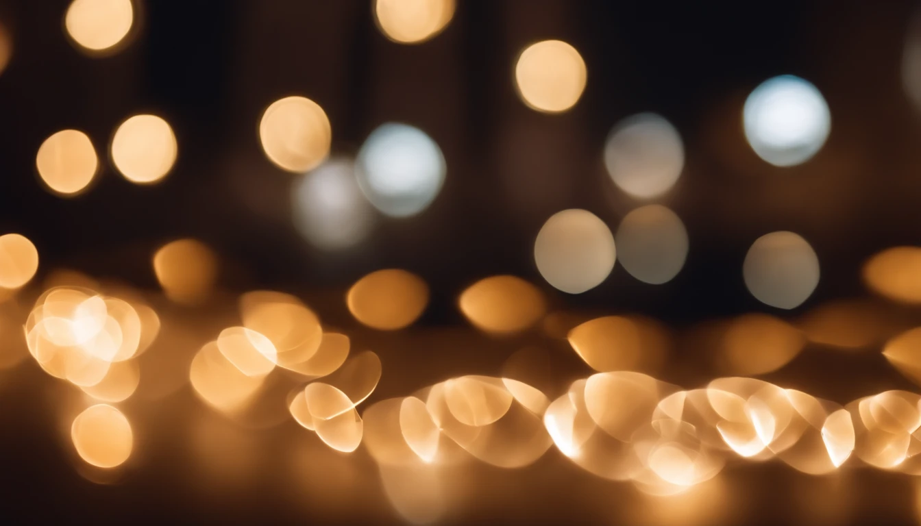 a detail shot of a softly lit, abstract bokeh pattern, showcasing the delicate and sparkling lights as a soft and magical background.