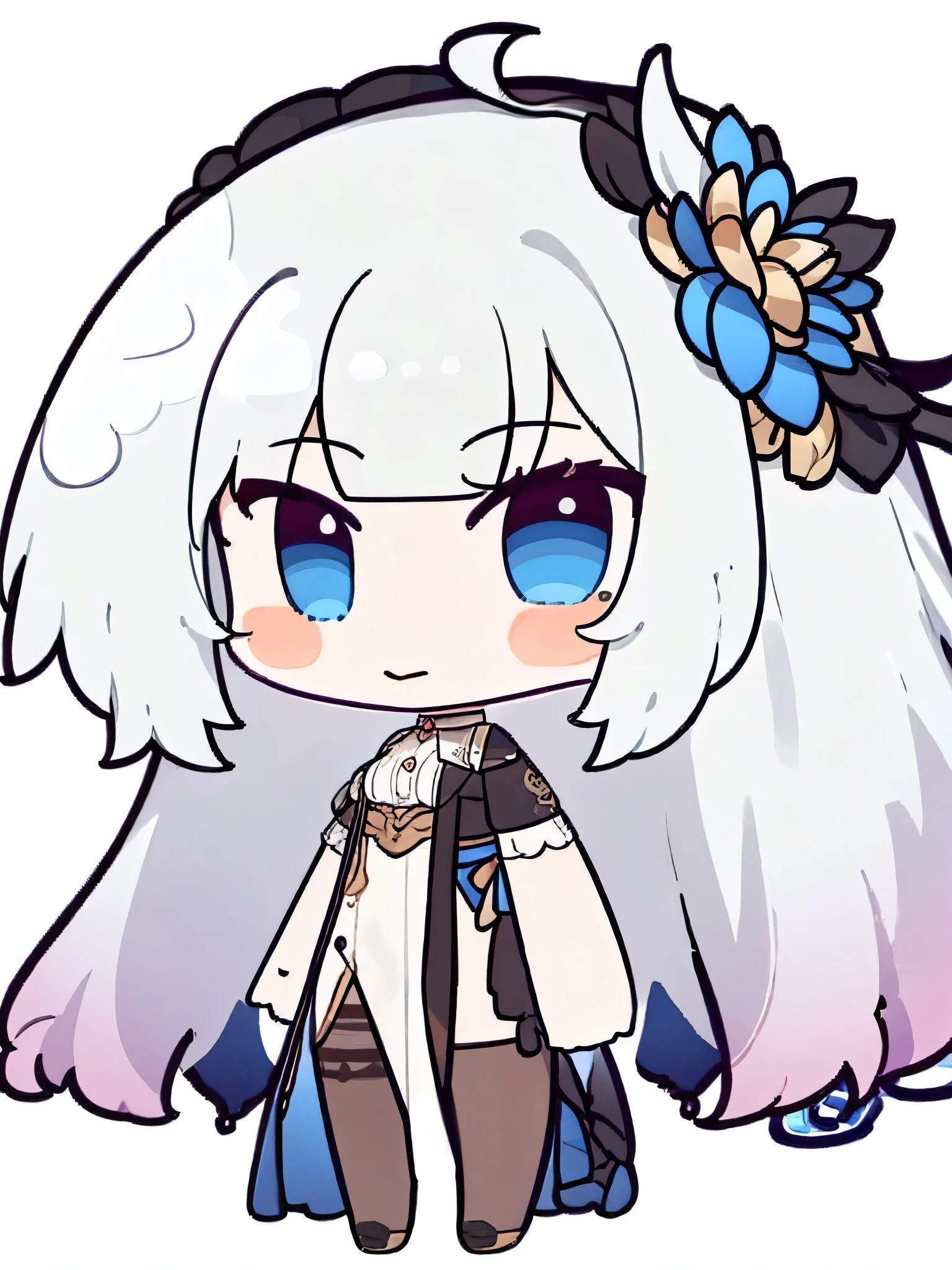 Chibi, big face, white hair, blue eyes, cute, blush, short hair, only face,