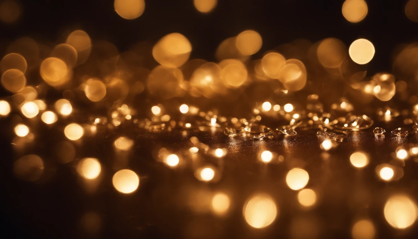 a detail shot of a softly lit, abstract bokeh pattern, showcasing the delicate and sparkling lights as a soft and magical background.
