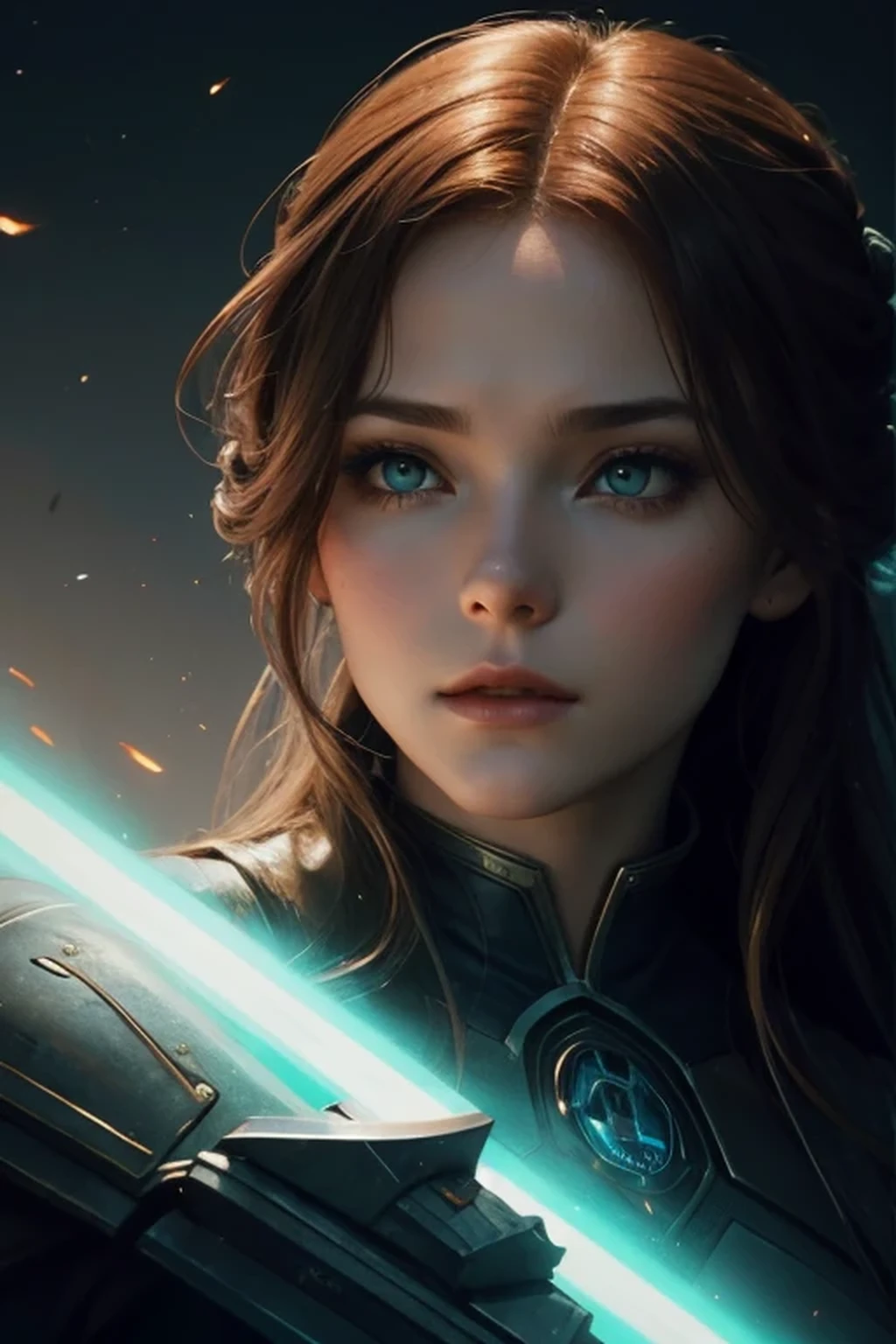 Sénatrice Valeria Caelius, sénatrice dans l&#39;univers de Star Wars, 38 ans, cheveux longs auburn, Yeux verts, autoritaire, élégante, distingué, cours de vêtements brodés, regarde la caméra. très détaillé, peinture numérique, ArtStation, Art conceptuel, lisse, mise au point nette, illustration, Illustration par Wlop, Charlie Bowater et Alexandra Fomina. photo en pied.