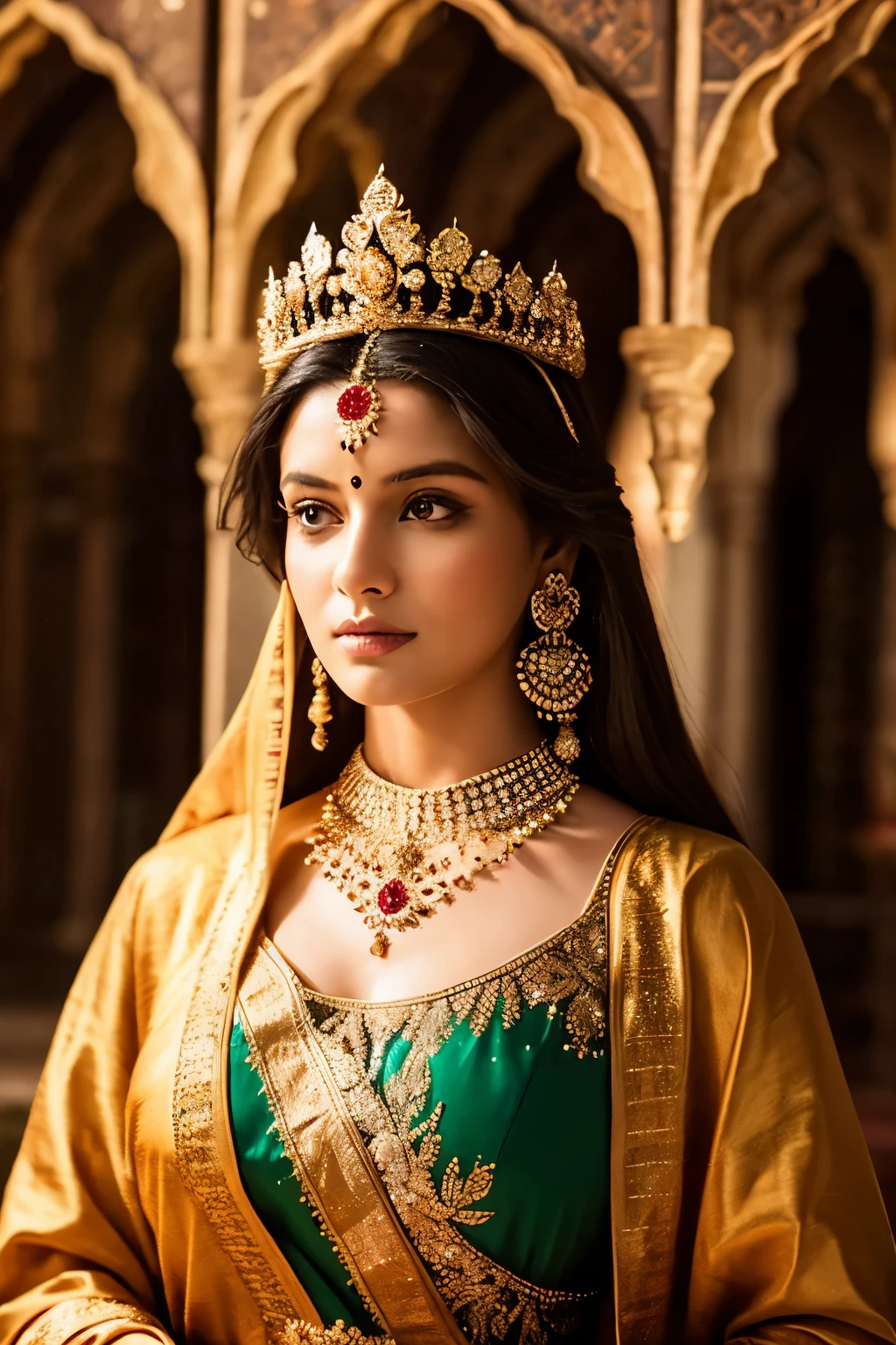 indian queen from the medieval era , high quality , extremely beautiful