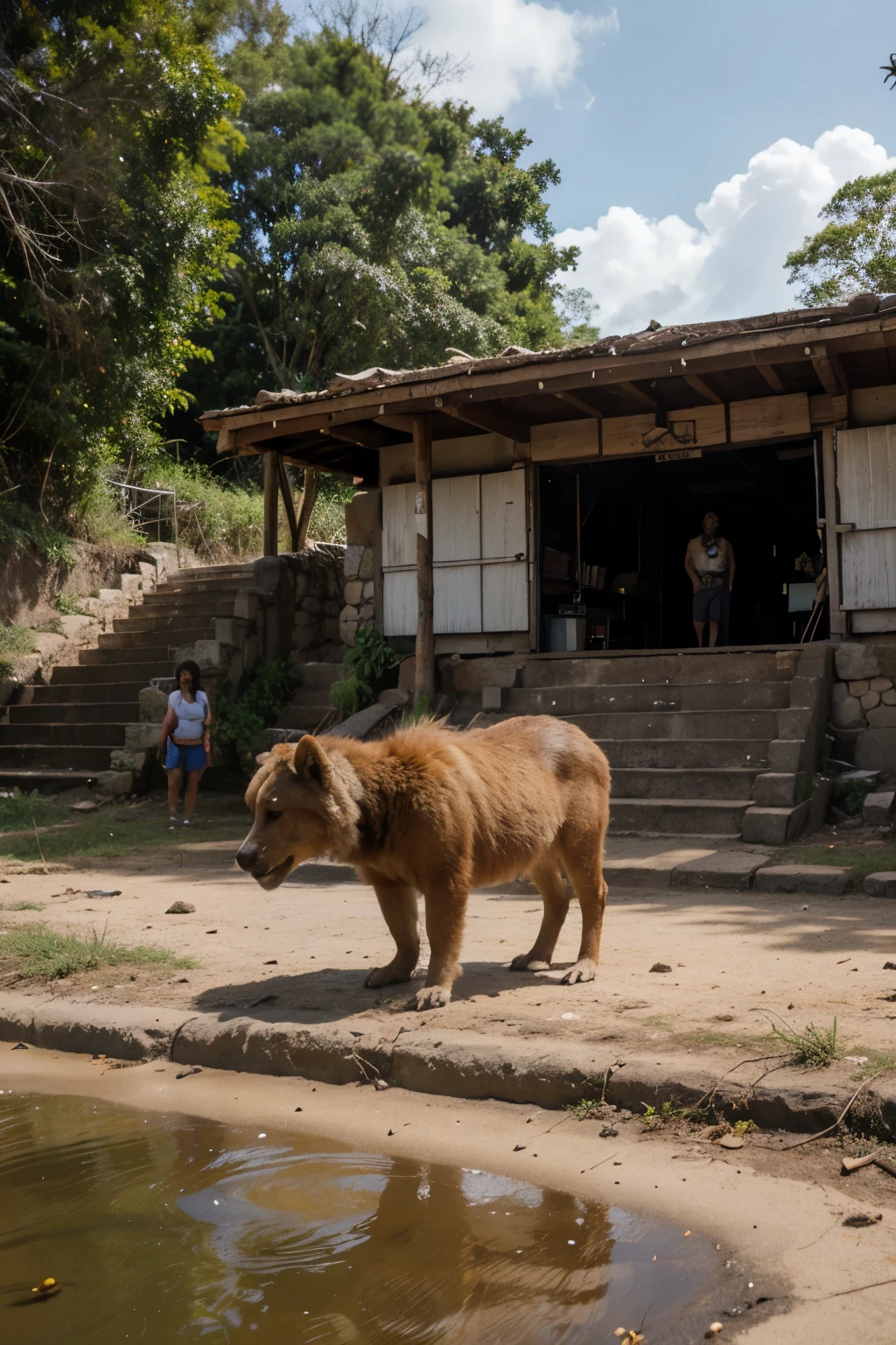creates a background image for a board game with the Amazon adventure genre with animal scenes, com rios, cachoeiras, indigenous villages, ancient ruins