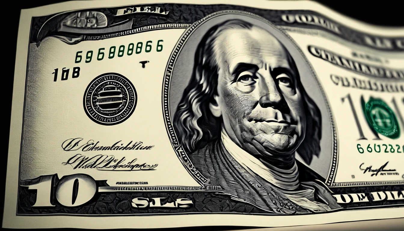 a minimalist shot of a one hundred dollar bill against a plain background, with strategic lighting to highlight the details and contours of the currency, creating a visually powerful and focused composition