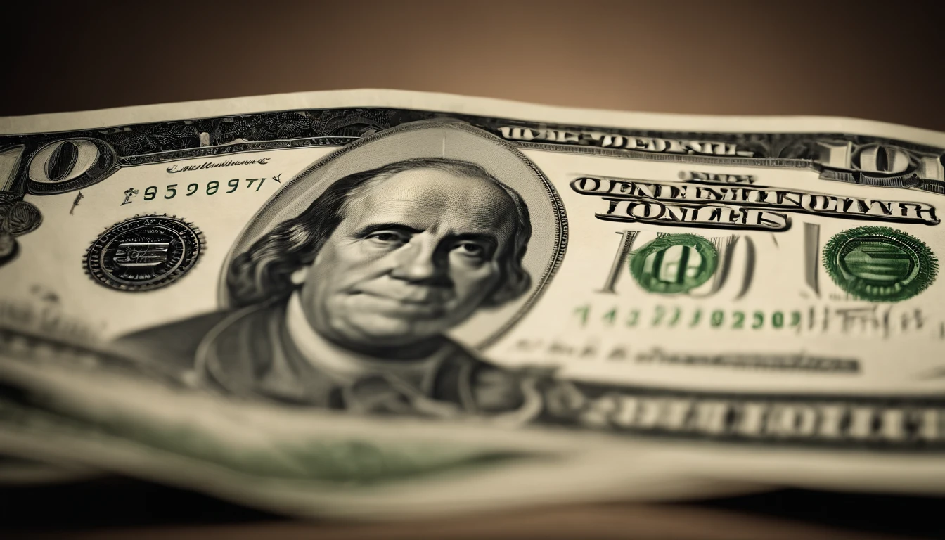 a minimalist shot of a one hundred dollar bill against a plain background, with strategic lighting to highlight the details and contours of the currency, creating a visually powerful and focused composition