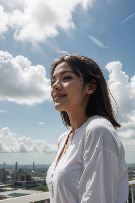 woman in happy cloudy dream