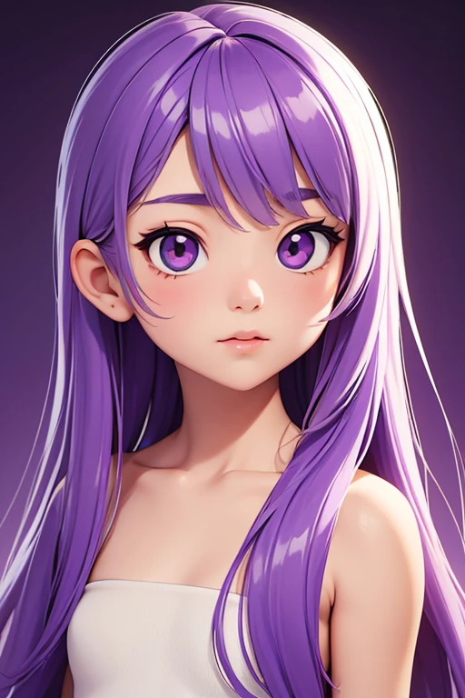 ((bestquality)), ((masterpiece)), (Detailed), perfect face,Small eyes,Japanese girl with a young face,Highlighted hairstyle,very long hair((white purple)),stand facing naked