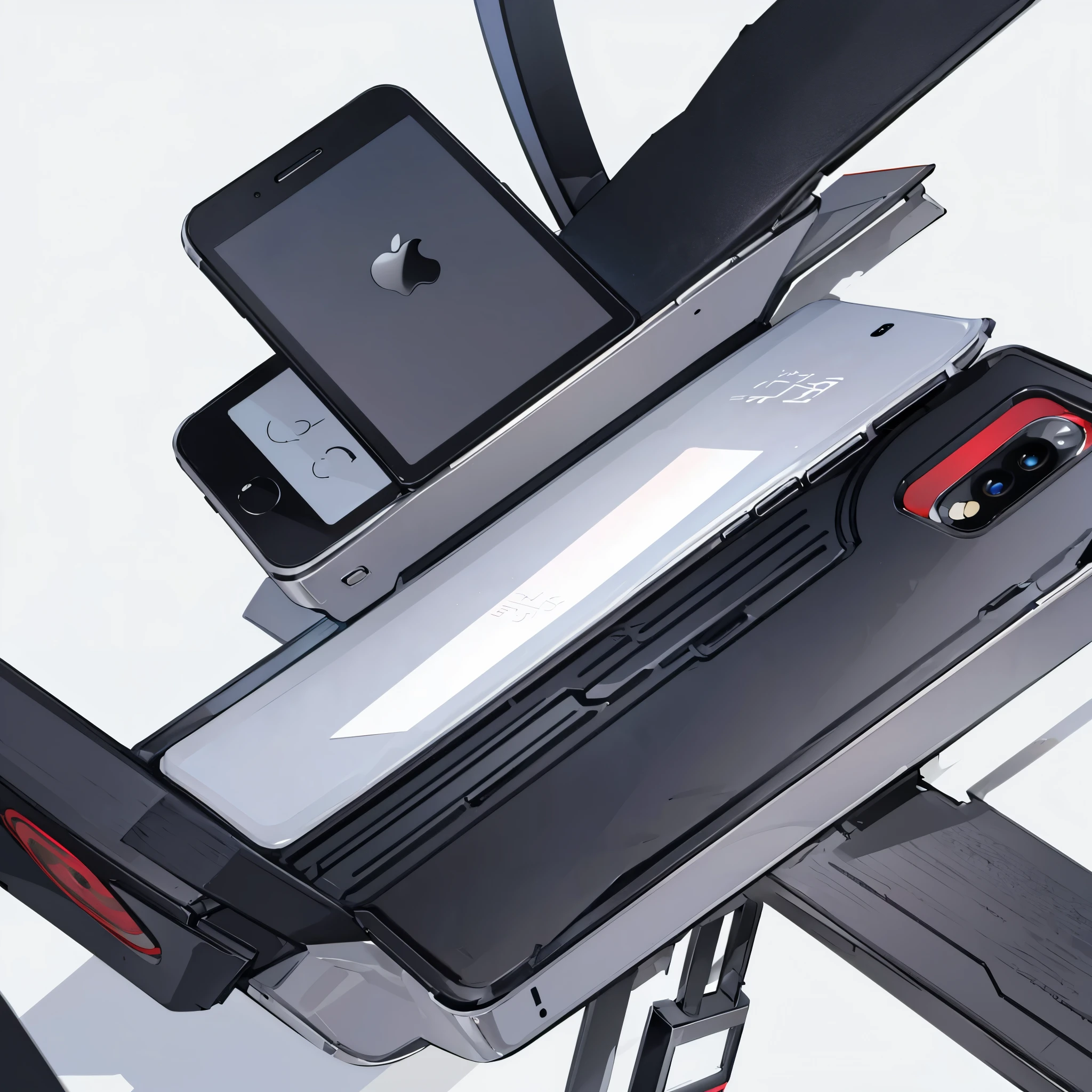 very beautiful illustration,16K,One black iPhone13,thin smartphone, white backgrounid,scene
