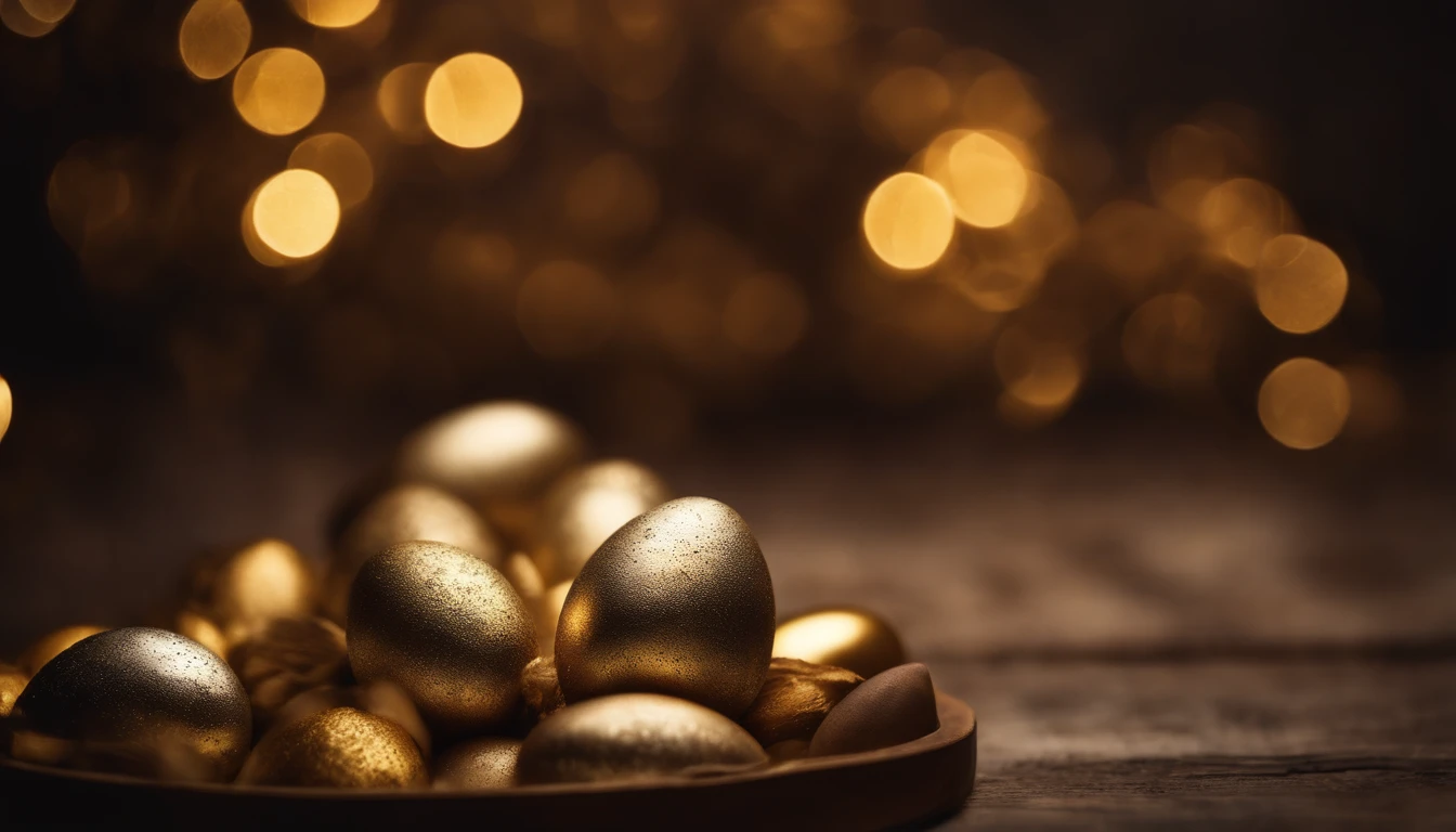 an abstract shot of a bold, textured background with specks of gold or silver foil, symbolizing the magic and wonder of Easter, adding a touch of elegance and mystery to the composition