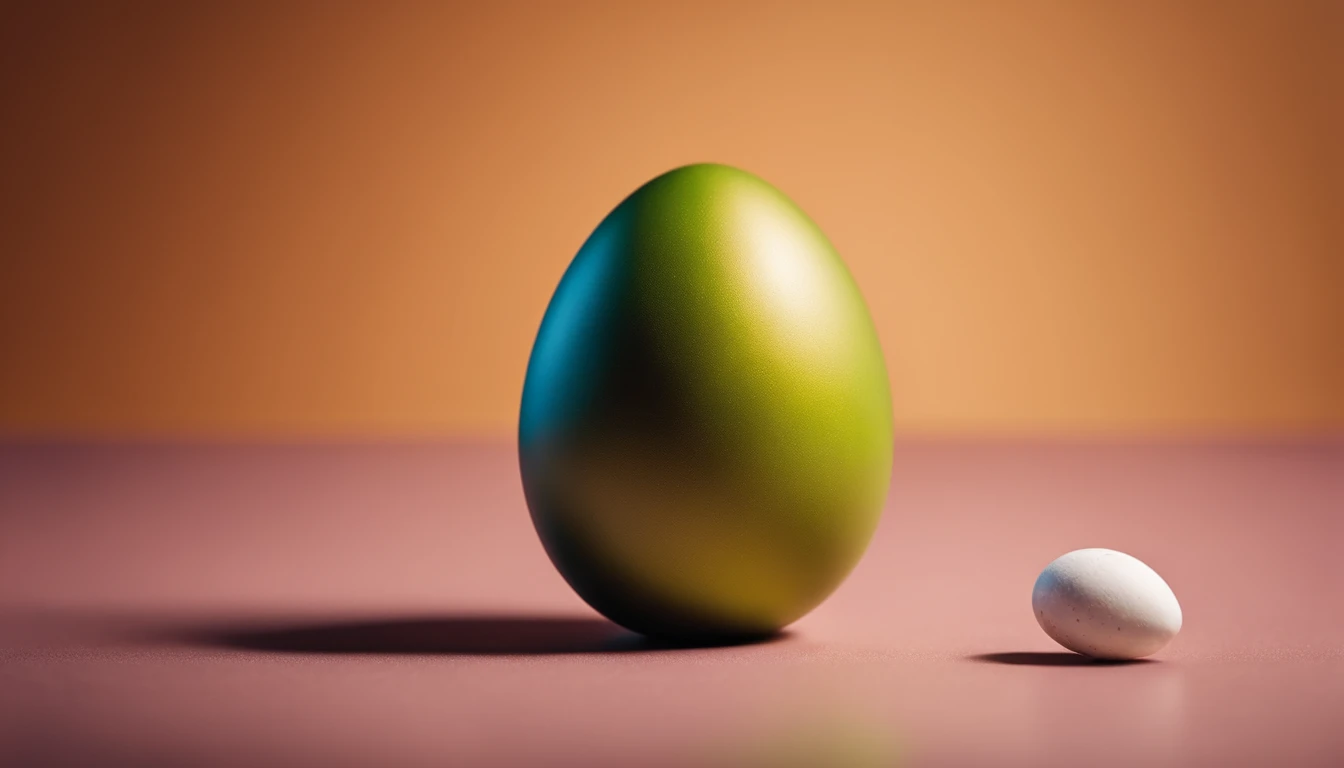 a minimalist shot of a bold, solid-colored background with a single, strategically placed Easter egg or decoration, creating a visually impactful and clean composition that highlights the simplicity and beauty of the Easter theme