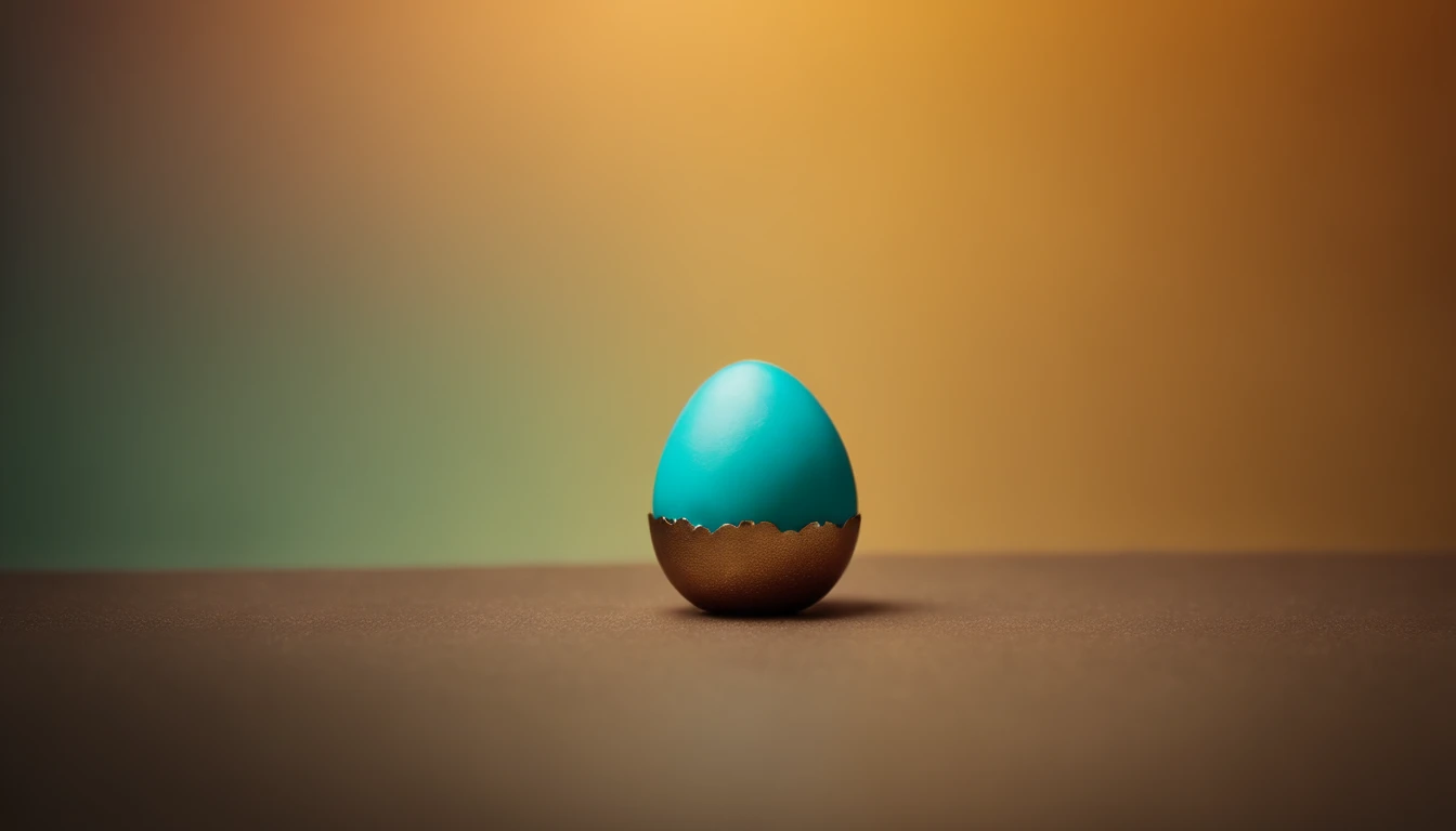 a minimalist shot of a bold, solid-colored background with a single, strategically placed Easter egg or decoration, creating a visually impactful and clean composition that highlights the simplicity and beauty of the Easter theme