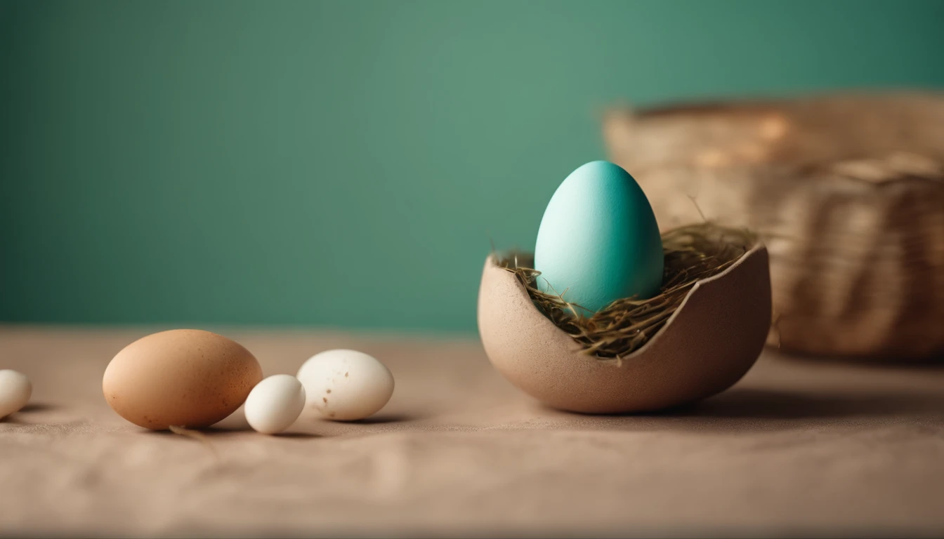 a minimalist shot of a bold, solid-colored background with a single, strategically placed Easter egg or decoration, creating a visually impactful and clean composition that highlights the simplicity and beauty of the Easter theme