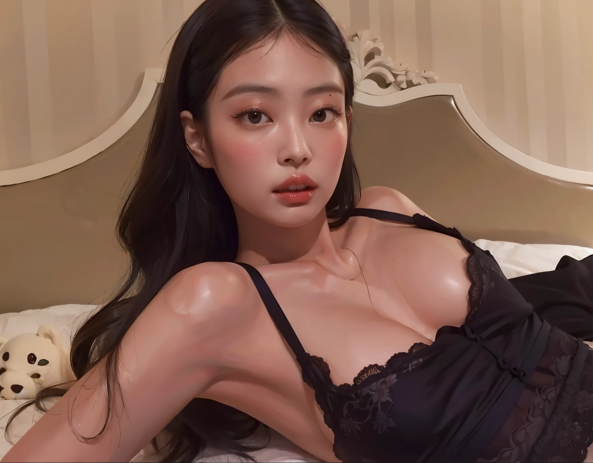 mulher araffed em um vestido preto deitado em uma cama, gorgeous chinese model, beautiful Asian girl, posando na cama, linda mulher coreana jovem, posando em um quarto, Beautiful Asian woman, menina pequena e gostosa, Asian girl, Deusa japonesa, 18 anos, menina coreana, foto retrato suave 8 k, Mulher sul-coreana bonita, sexy look at the camera