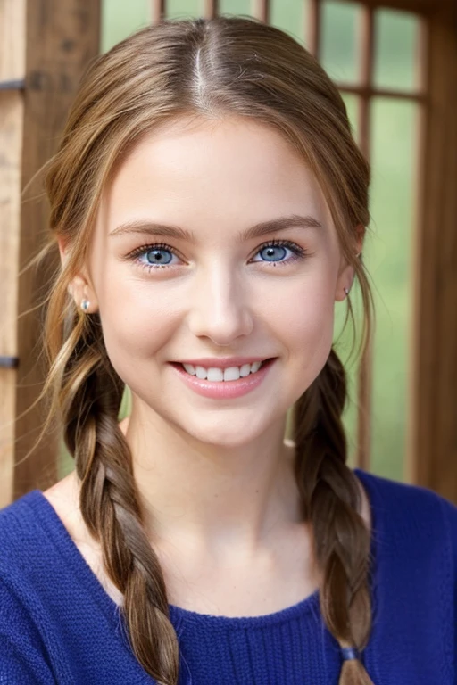 ((bestquality)), ((masterpiece)), (Detailed), perfect face,nude,-facel,small blue eyes,Celebrity nose,Little mouth, beautiful smile,Long blue braided hair