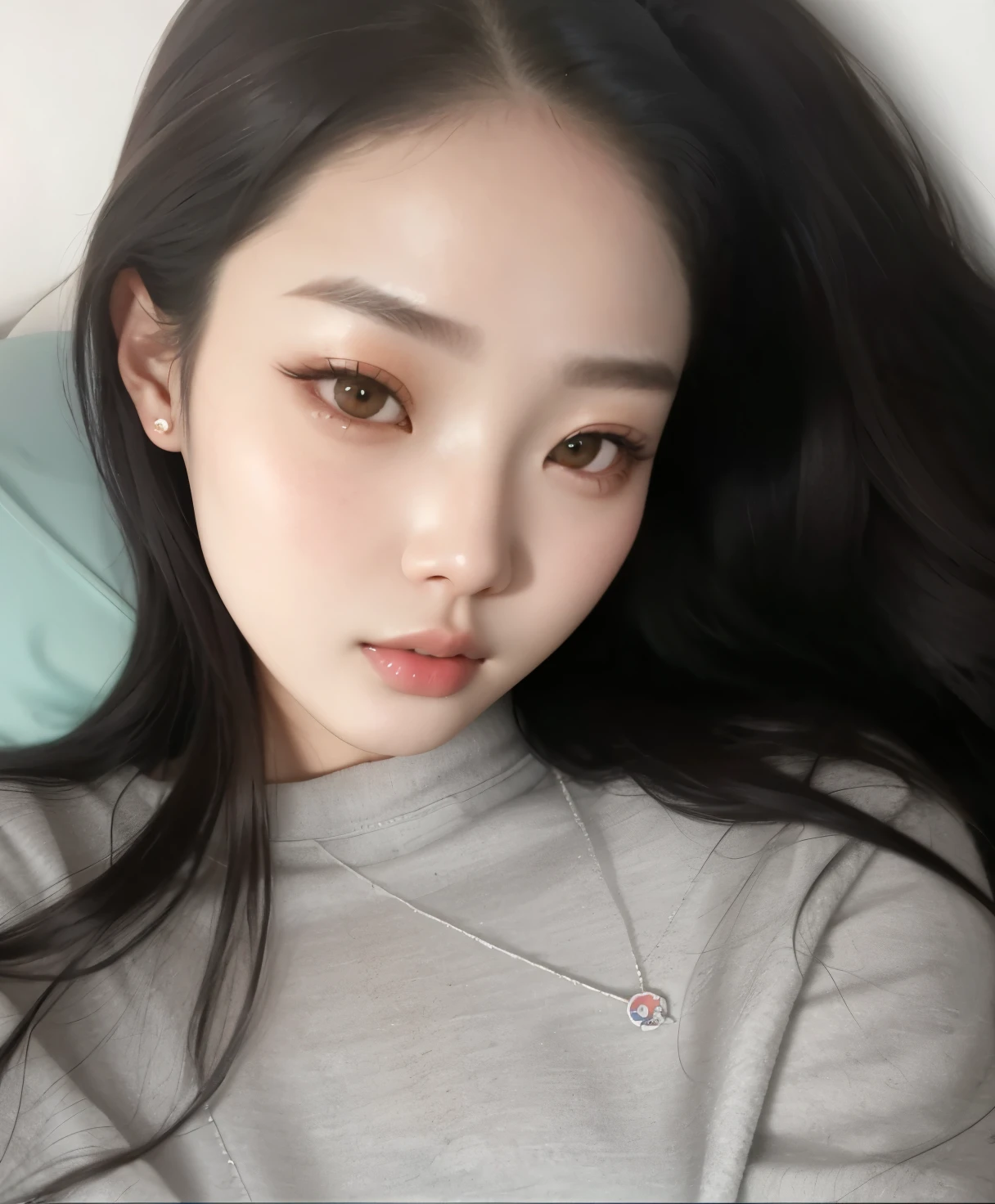 un primer plano de una mujer joven con el pelo largo recostada en una cama, Heonhwa Choe, Parque Ji-min, Lee Ji - Eun, Lee Ji-eun, Jaeyeon Nam, Joven y adorable rostro coreano, Hermosa joven coreana, Chica coreana, Hermosa mujer surcoreana, Hermosa joven coreana, ulzzang, hwang se - on, Shin Min Jeong