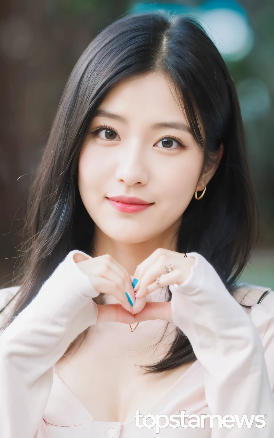 a close up of a person a heart with hands, Atriz coreana bonito, Kim Doyoung, Mulher sul-coreana bonita, menina coreana, wan adorable korean face, Lee Ji-eun, Lee Ji - Eun, Retrato Jisoo Blackpink, Jaeyeon Nam, small heart - shaped face, maquiagem sul-coreana popular, mulher coreana jovem bonita, linda mulher coreana jovem