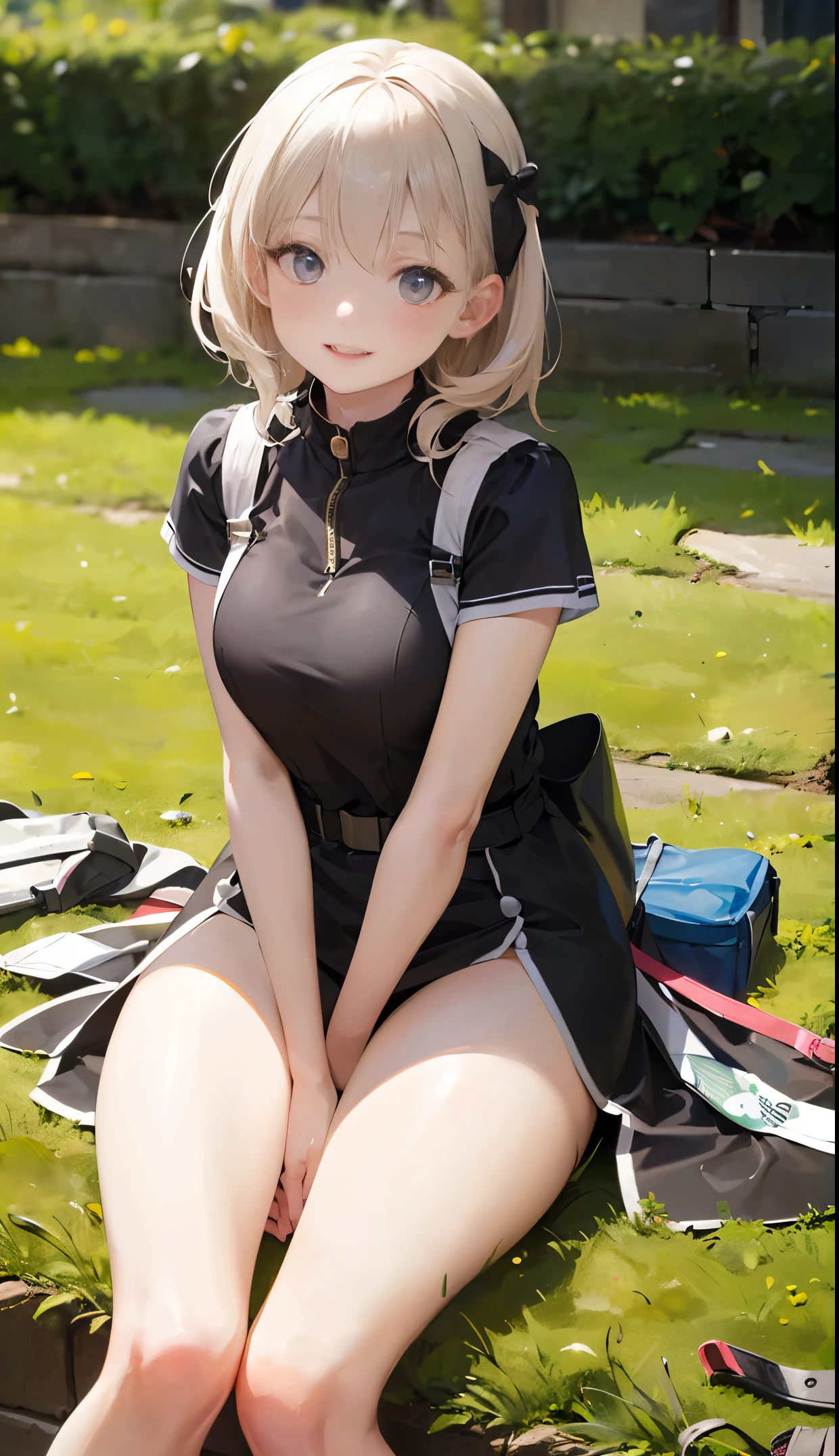 ((masterpiece)), ((best quality)), ((high resolution)), ((Extremely detailed CG unified 8k wallpaper)), ((on a tree branch in the deep forest:1.3)), ((Elven woman cartoon character, Pointed elf ears, wavy blonde hair, green eyes, Bare Skin:1.2)), cowboy shot, skin is wet and shiny, Wearing a flowing minidress and leather armor with gold decorations, Long leather boots, ((tilts head, View from the front:1.2)), ((squat with legs apart)),