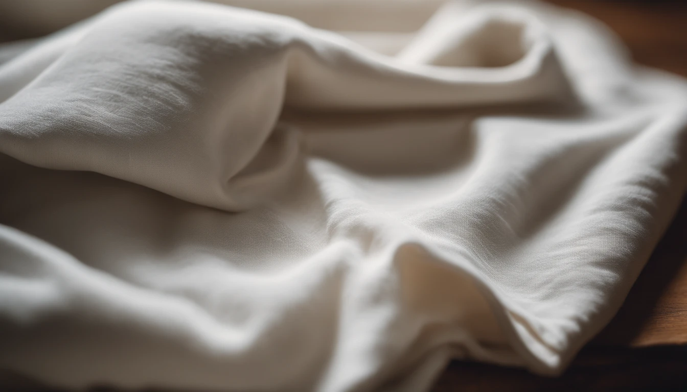 a close-up shot of a white t-shirt on a wooden background, highlighting the texture and softness of the fabric, while providing a natural and organic setting for the design to be showcased