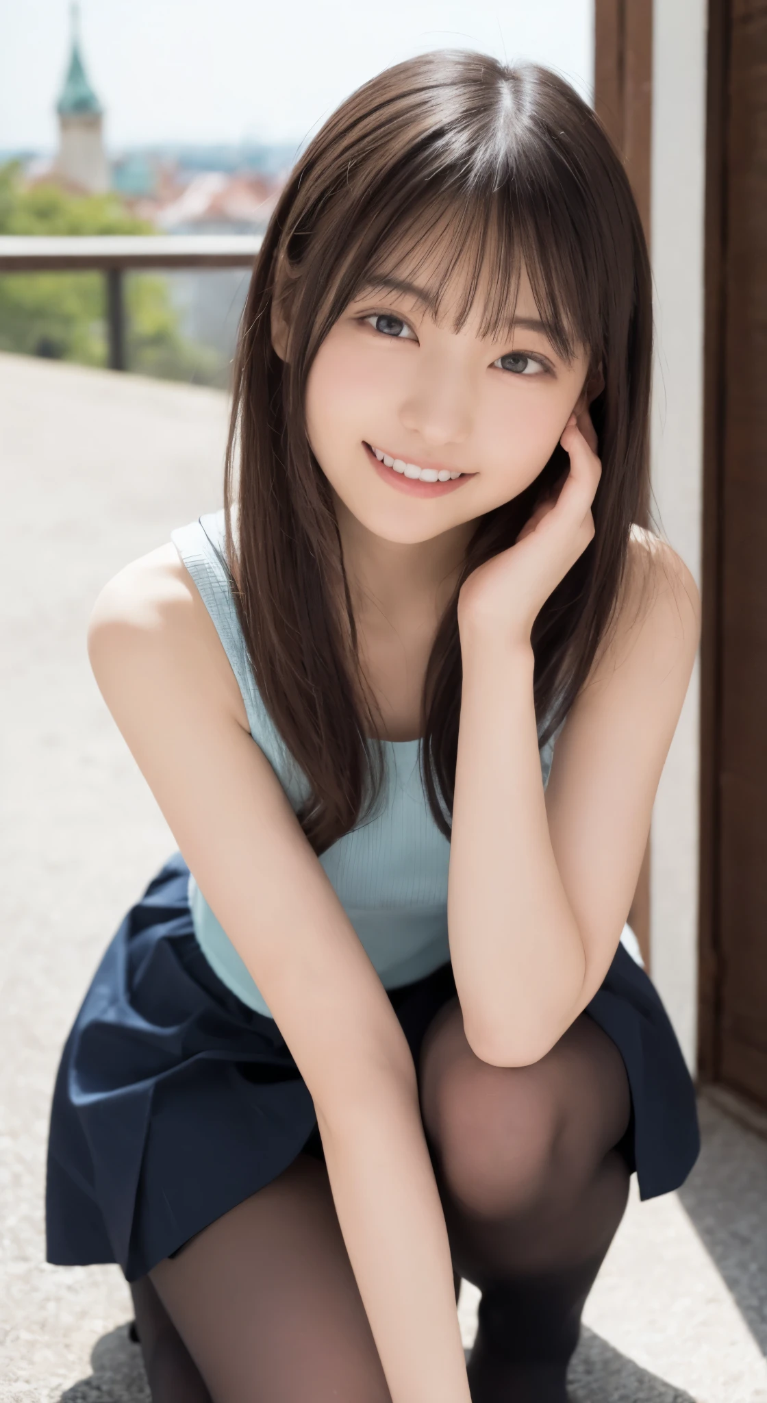 (Happy expression on face:1.26)、Raw photography、(((Ultimate Beauty Full Body Shooting)))、((glistning skin))、女の子1人、-yeld beiful girl in Prague、bright expression、((brown haired))、Girl in sweatshirt、skirt by the、View from the floor、(Long stockings or pantyhose)、(アップskirt by the)、Legs open、crouching down、Counterpoint shots、((ultra-detailliert))、(Perfectly detailed face)、(Detailed hand)、Photorealistic images、((masterpiece、最hightquality、ultra-detailliert、Film Light、intricate-detail、hight resolution、ighly detailed))、细致背景、8KUHD、Digital SLR、Soft light、hightquality、Film grain、FujifilmXT3 、Shallow depth of field、natural soft light、Kamimei、