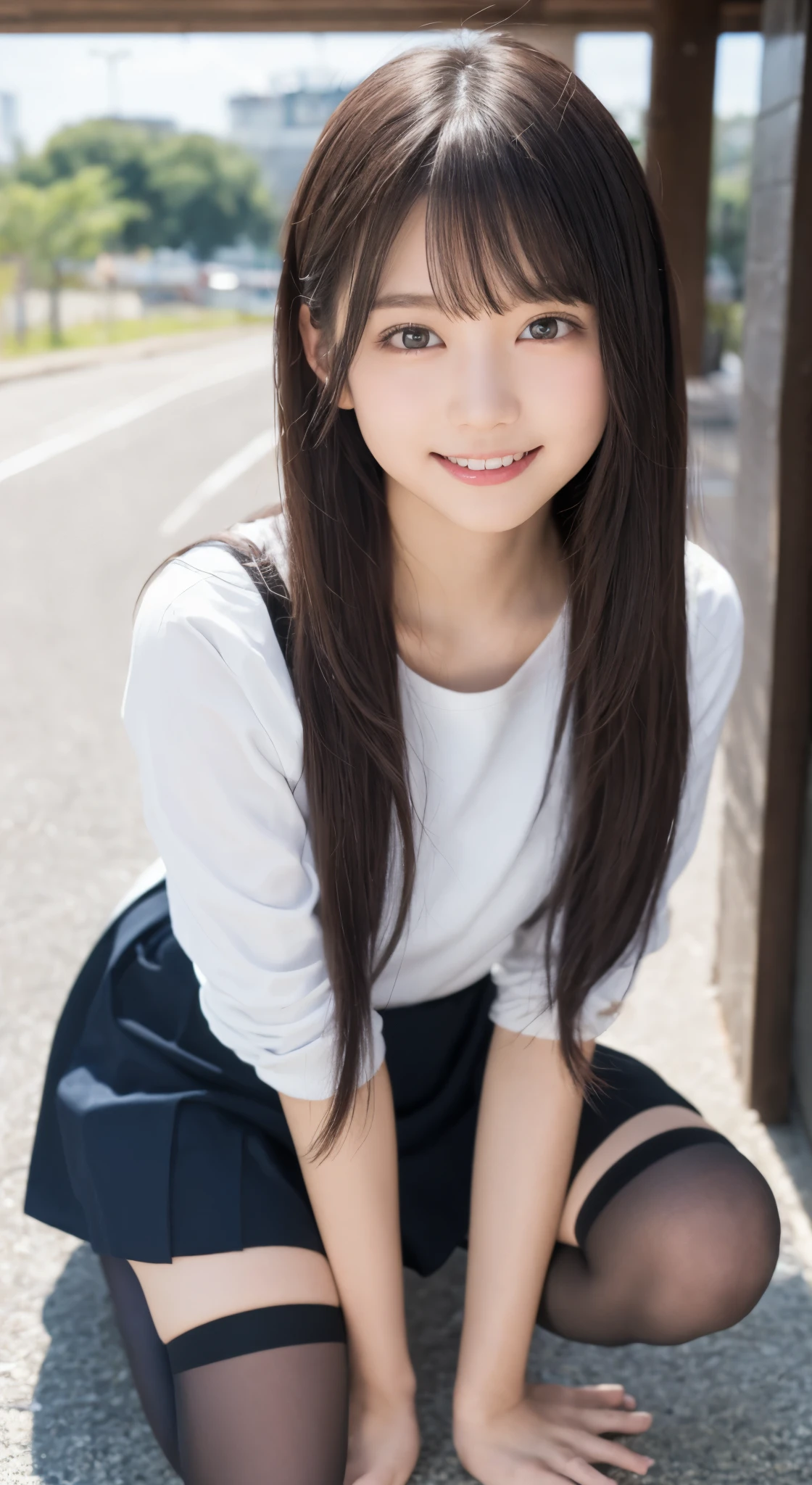 (Happy expression on face:1.26)、Raw photography、(((Ultimate Beauty Full Body Shooting)))、((glistning skin))、女の子1人、17-year-old beautiful girl in Prague、bright expression、((brown haired))、Girl in sweatshirt、skirt by the、View from the floor、(Long stockings or pantyhose)、(アップskirt by the)、Legs open、crouching down、Counterpoint shots、((ultra-detailliert))、(Perfectly detailed face)、(Detailed hand)、Photorealistic images、((masterpiece、最hightquality、ultra-detailliert、Film Light、intricate-detail、hight resolution、ighly detailed))、细致背景、8KUHD、Digital SLR、Soft light、hightquality、Film grain、FujifilmXT3 、Shallow depth of field、natural soft light、Kamimei、