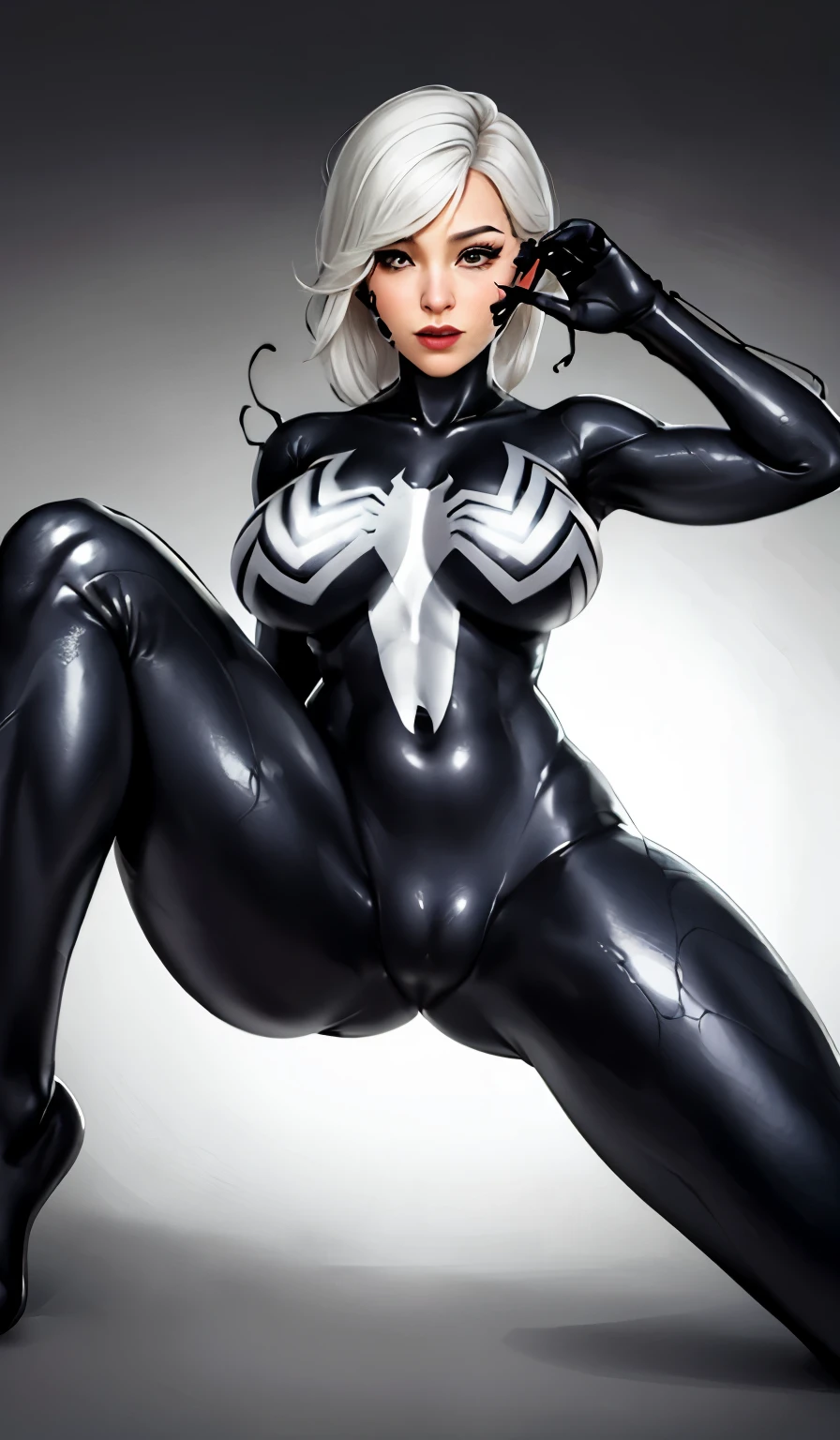 4K，realisticlying，Glamorous，The  very detailed，There  a girl in Dingcheng，Wearing a black Spider-Man costume，（Black and white：1.4） the night,symbiote，venomize，a large amount of mucus,she  a spiderman，Black superhero theme，In front of the sky，Flushed complexion，( ， ，， Vulvar shape：1.3）,(GGCameltoe:1.3)，25 age old，full bodyesbian