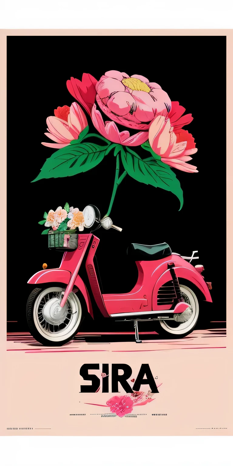 floral poster,akira style,Macaron color