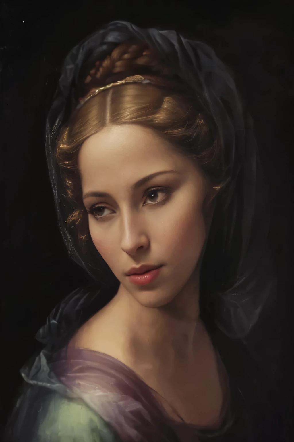 a painting of a woman with a head scarf on, realistic renaissance portrait, masterpiece! portrait of arwen, renaissance digital painting, portrait of a beautiful goddess, very beautiful portrait, beautiful portrait of a woman, portrait painting of a princess, oil painting of princess vulvine, portrait of a beautiful woman, classical portrait, portrait of megara, a stunning portrait of a goddess