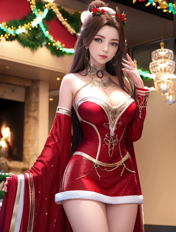 Beautiful woman and a Christmas decoration