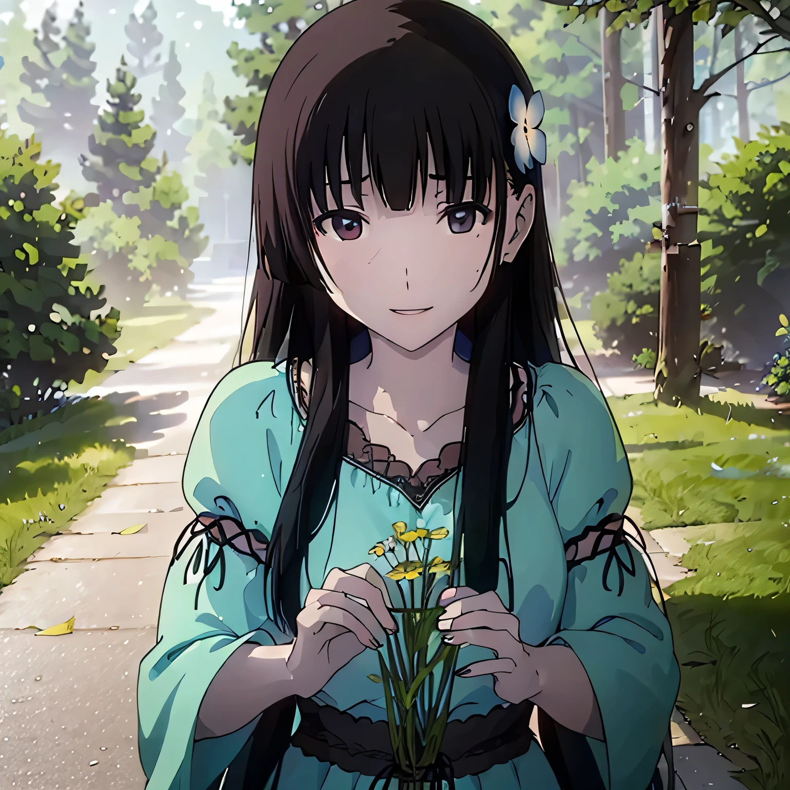 (realistic,photorealistic:1.37),(best quality,4k,8k,highres,masterpiece:1.2),vivid colors,studio lighting,HDR,UHD,ultra-detailed 1girl,beautiful detailed eyes,beautiful detailed lips,extremely detailed eyes and face,longeyelashes Rea,red dress,dark hair,standing in a blooming garden,sunlight shining through the trees Flowers,roses,butterflies surrounding her,adding a touch of magic to the scene Soft,gentle breeze blowing through her hair,creating a sense of movement and grace She is holding a delicate bouquet of wildflowers,pink and yellow petals contrasting with the vibrant red of her dress The garden is filled with various shades of green,creating a lush and vibrant backdrop for Rea Her dress flows elegantly around her,with intricate lace patterns and a flattering silhouette The sunlight illuminates her face,accentuating her natural beauty and warmth A sense of tranquility and happiness emanates from her expression,as if she is surrounded by love and joy The overall color palette is warm and inviting,with hints of reds,oranges,and yellows,creating a cozy and romantic atmosphere The lighting is soft and diffused,casting a gentle glow on Rea and the surrounding scenery,enhancing the dreamlike quality of the scene. She is the focal point of the image,emanating confidence,purity,and grace.