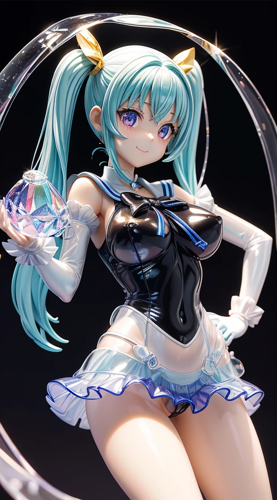 Ultra Miniature Paintings,pvc revoltech,figma,Glossy color,Crystal clear glowing eyes,embarrassed from,acrylic box,Realistic three-dimensional effect,Bright face,A charming smile,A sexy,Tight waist、cute acrylic stand girl,sailor,big breasts thin waist,Slimed、huge tit,teats,toppless,Twin tails shining in gold,Transparent vinyl,Sheer panties,konbini,showcase,spot light,inside the acrylic box,amusement,UFO Catcher,Snow globe,