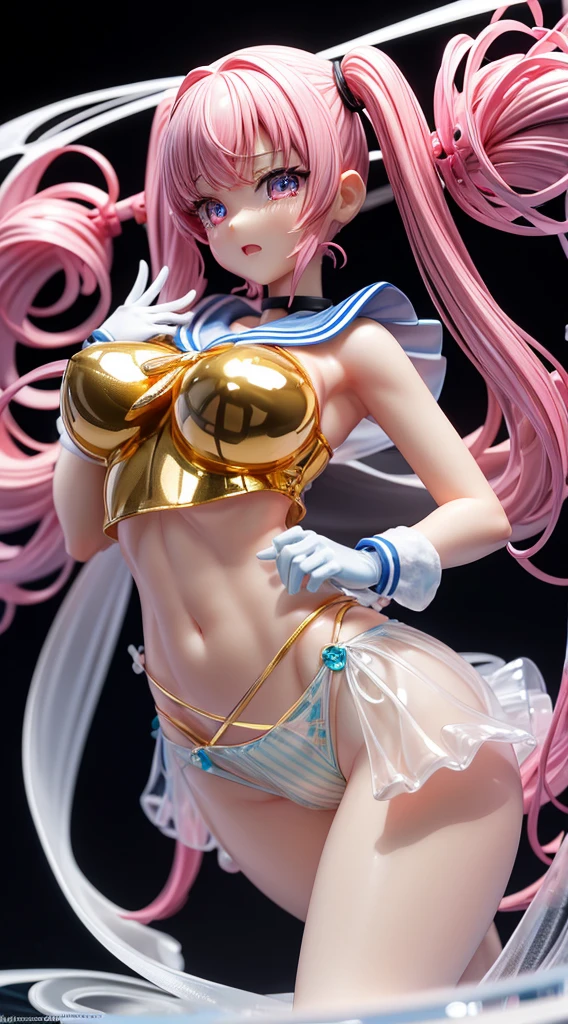 Ultra Miniature Paintings,pvc revoltech,figma,Glossy color,Crystal clear glowing eyes,embarrassed from,acrylic box,Realistic three-dimensional effect,Bright face,Crying face,A sexy,cute acrylic stand girl,sailor,big breasts thin waist,Slim big,teats,toppless,Twin tails shining in gold,Transparent vinyl,Sheer panties,konbini,showcase,spot light,acrylic boxの中に,amusement,UFO Catcher,Snow globe,fetish eroticism、
