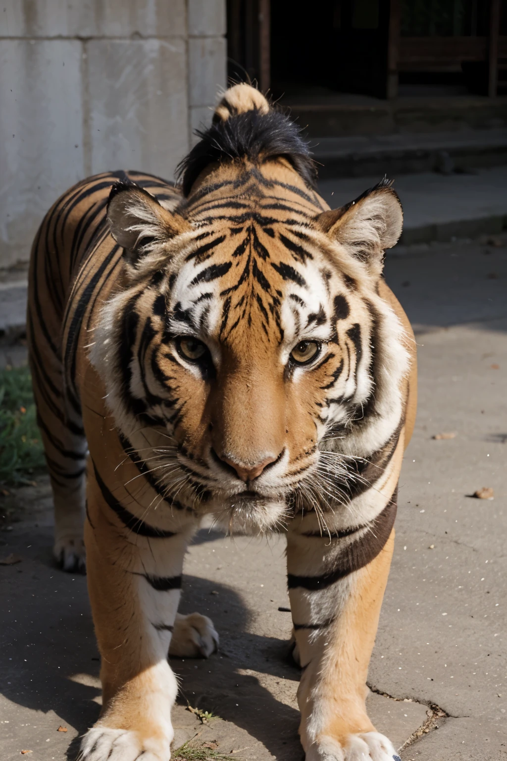 Nepal village bengal tiger wearing nepali dhaka topi