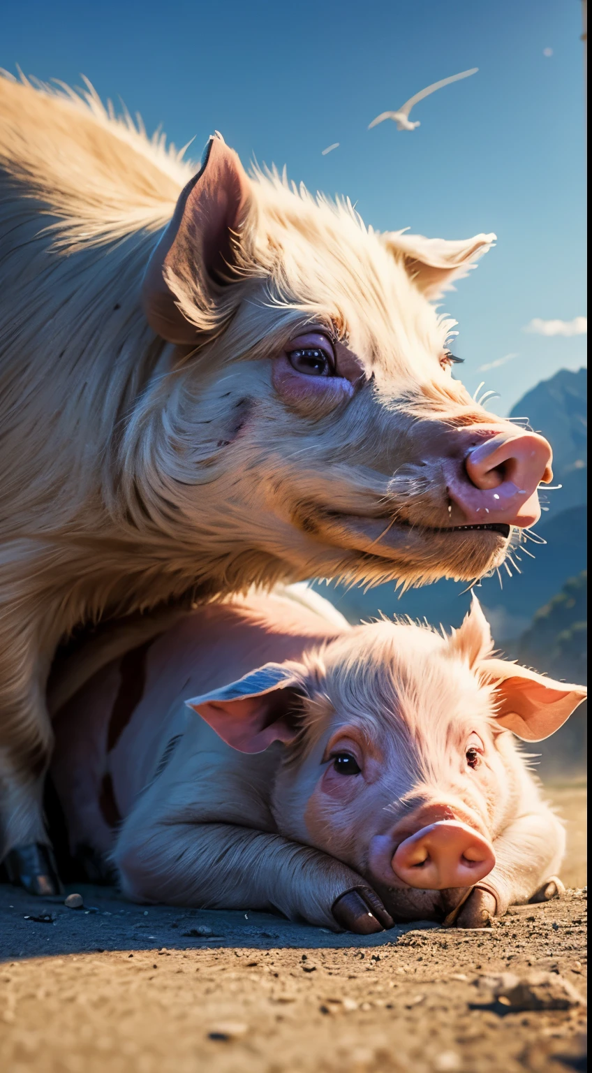 ((there are a female cow and ((a male bull)) in the cattle barn)),((she and the male bull are mating)),((she is a domestic holstein,she is a quadruped,she is mating with the male bull)),nude,((she is pregnant,there are much hay in the cattle barn,in the cattle barn)),feral Holstein,holstein fur,cow bell,((nose ring of holstein)),nude,in the cattle barn,((hoofs of cow)),((finger is hoof of cow)),cow finger,out of tongue,on all fours,((extra breasts of holstein)),((udders of holstein)),((the other male bull is copulating with her)),(((she is copulating with the male bull))),ahegao,((feel her orgasm))
