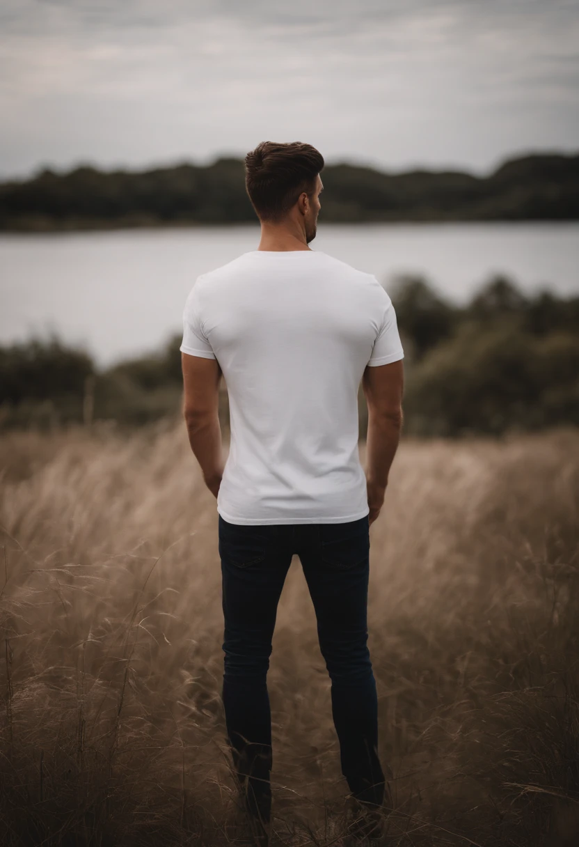 a minimalistic shot of a white t-shirt on a wooden background, with a simple and understated design placed strategically on the chest area, emphasizing the design’s impact and ensuring it stands out against the clean backdrop