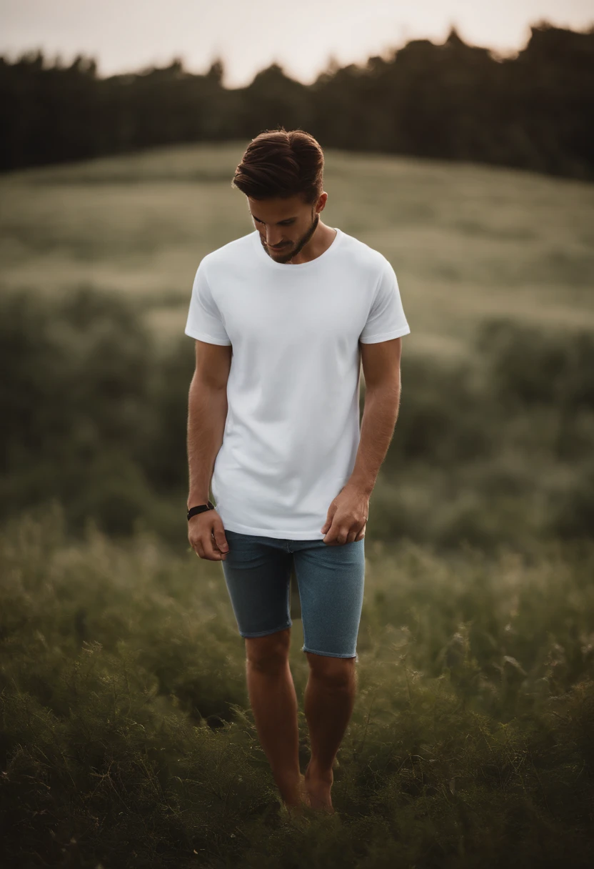 a minimalistic shot of a white t-shirt on a wooden background, with a simple and understated design placed strategically on the chest area, emphasizing the design’s impact and ensuring it stands out against the clean backdrop