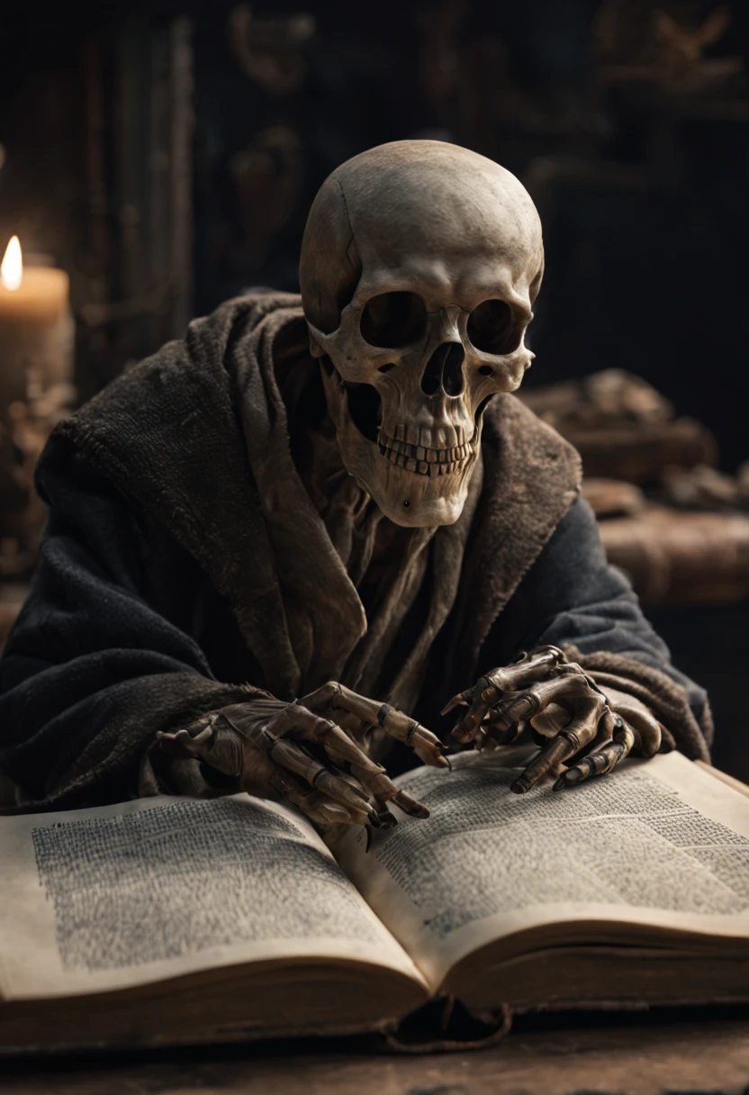 Der Tod mit Scharfer Sense und Buch in der Hand,sehr detailliert, sehr Realistisch, best qulaity, ultra-high resolution, cinematic, photorealistic, hyperrealistisches, Meisterwerk, 4k,8k