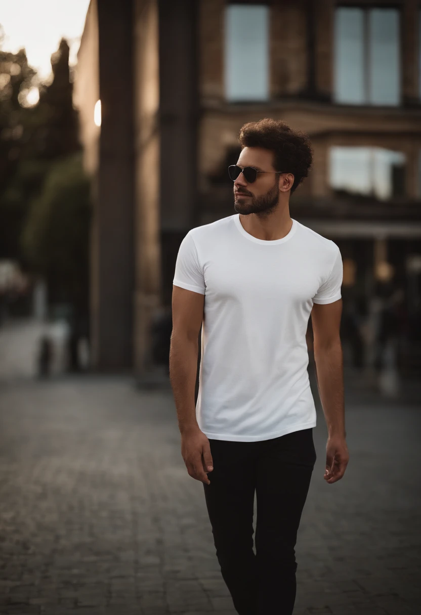 a minimalistic shot of a white t-shirt on a wooden background, with a simple and understated design placed strategically on the chest area, emphasizing the design’s impact and ensuring it stands out against the clean backdrop