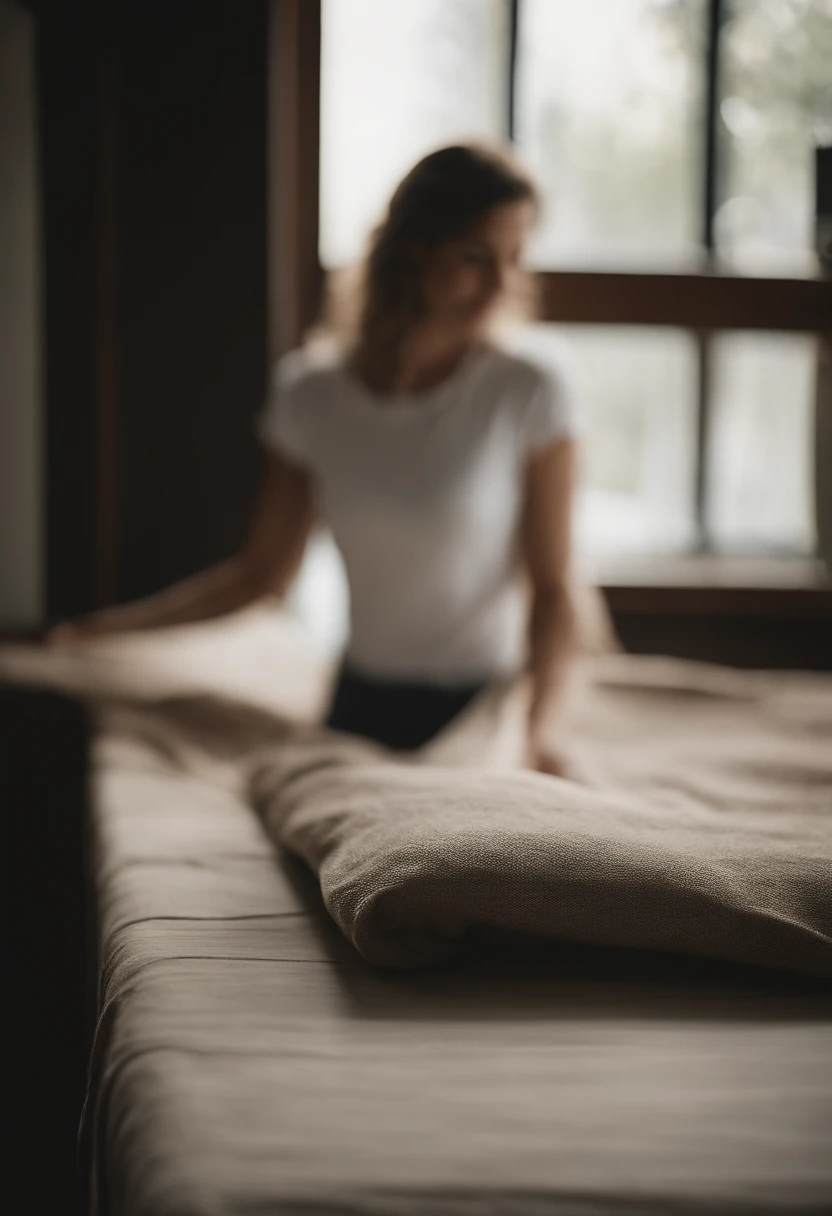 a minimalistic shot of a white t-shirt on a wooden background, with a simple and understated design placed strategically on the chest area, emphasizing the design’s impact and ensuring it stands out against the clean backdrop