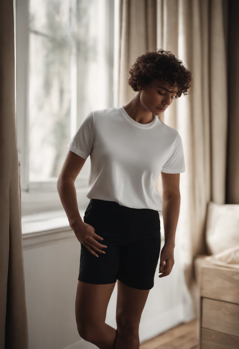 a minimalistic shot of a white t-shirt on a wooden background, with a simple and understated design placed strategically on the chest area, emphasizing the design’s impact and ensuring it stands out against the clean backdrop