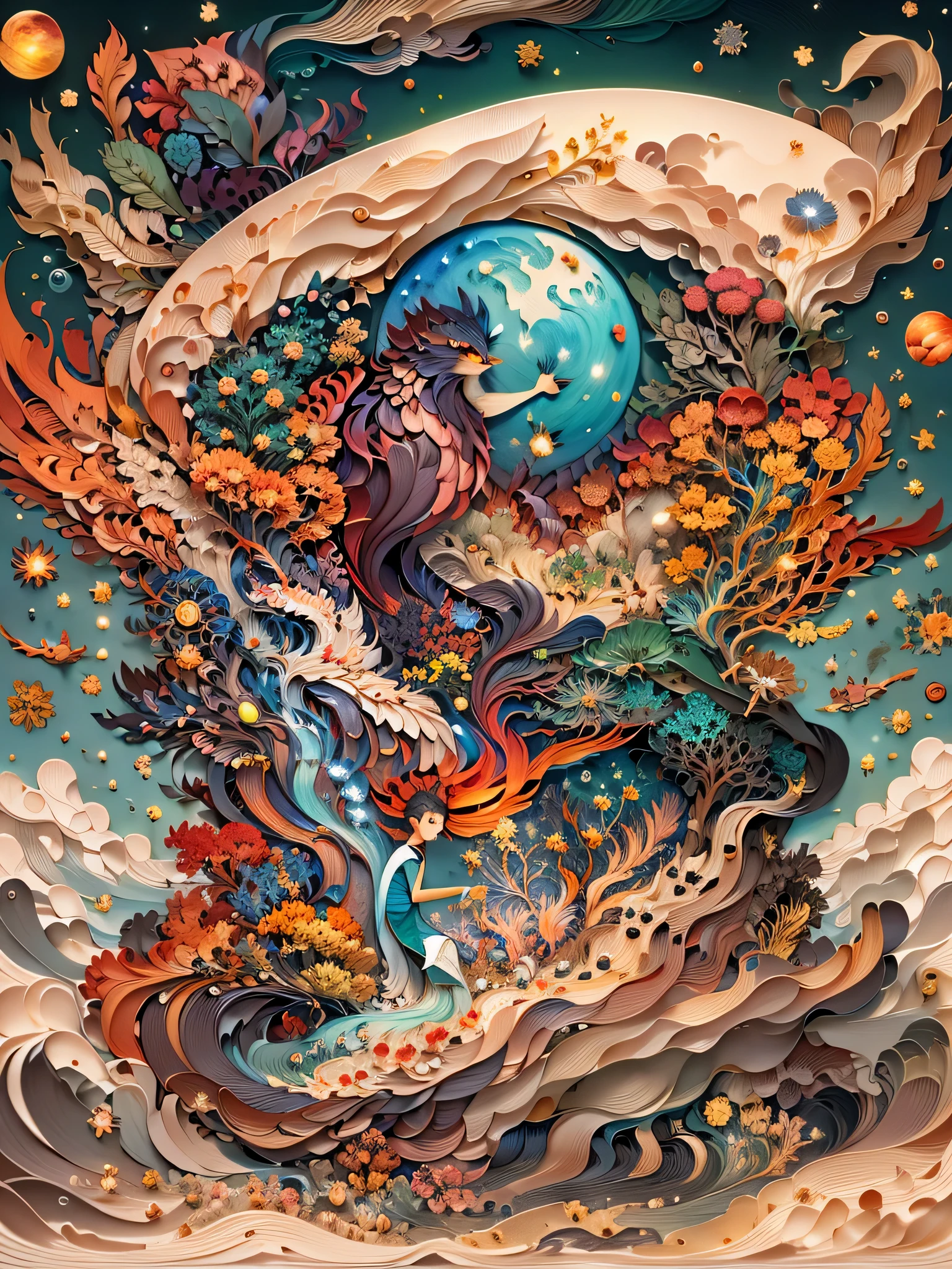 (((masterpiece))),best quality, illustration, earth, water ,fire, wind , space , _cut,