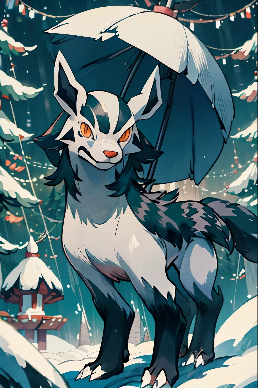 masterpiece, best quality, pov, 1 girl, gardevoir, hatterene, pokemon, hybrid, hybrid pokemon, porcelain skin, long hair, mischievous smile, seductive look, standing, naked, medium breasts, snowing hot springs, hot springs background,