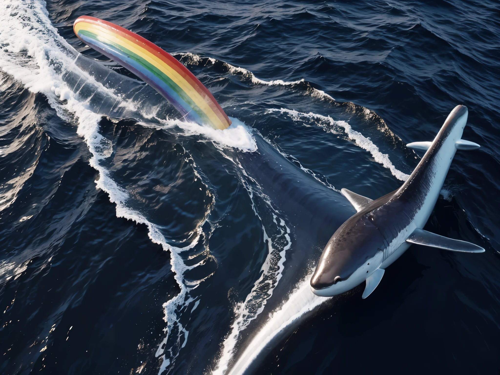 rainbow ocean, blue whales, narwhals, william shatner