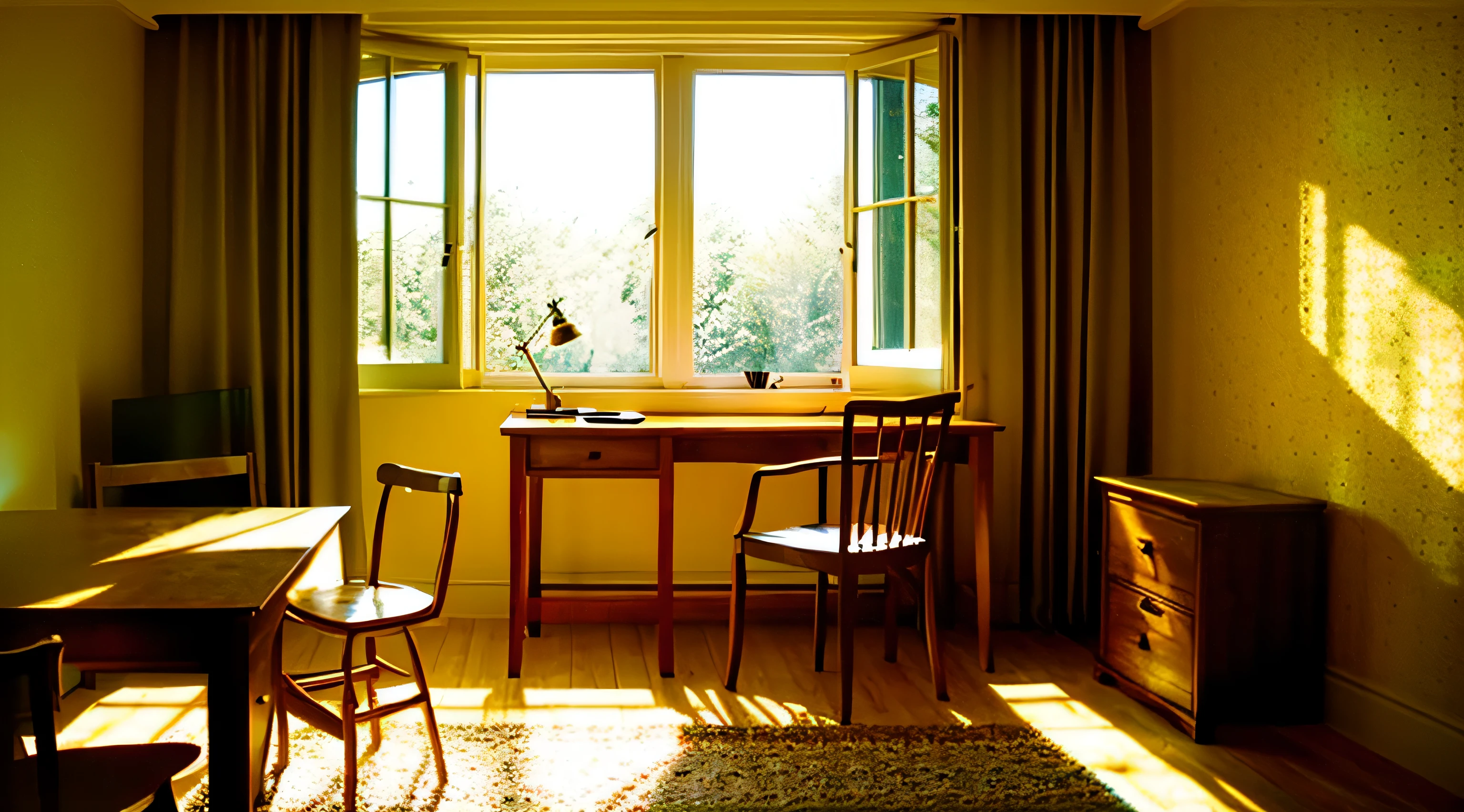 A room without people、Open Bible、natta、Warm colored light、a desk、high-level image quality、