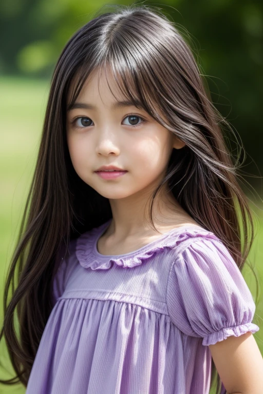 Japanese,10 years old,Innocent face,Teenage Girl,cute,Wearing a dress,Summer clothes,Sitting